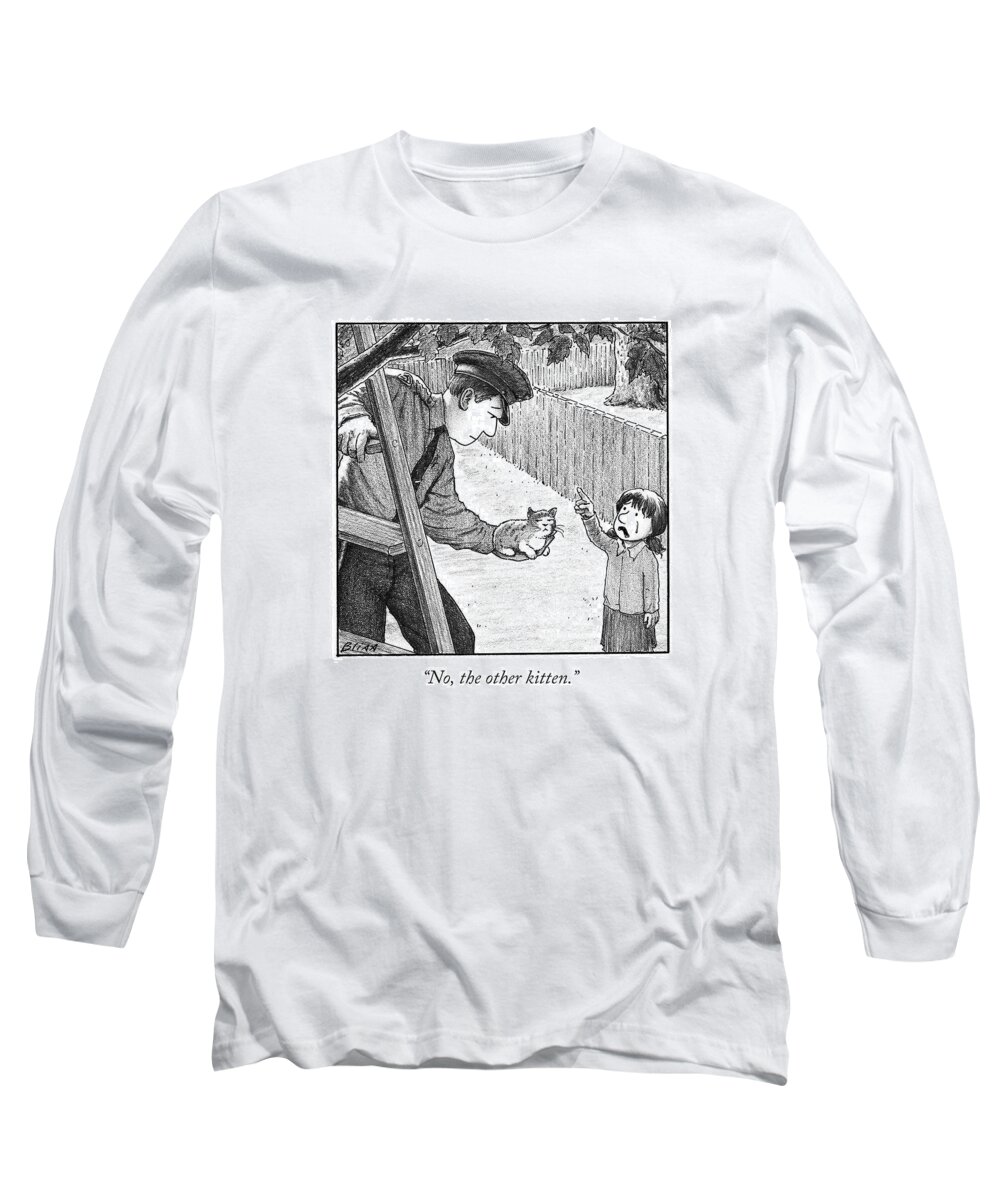 Police Long Sleeve T-Shirt featuring the drawing No, The Other Kitten by Harry Bliss