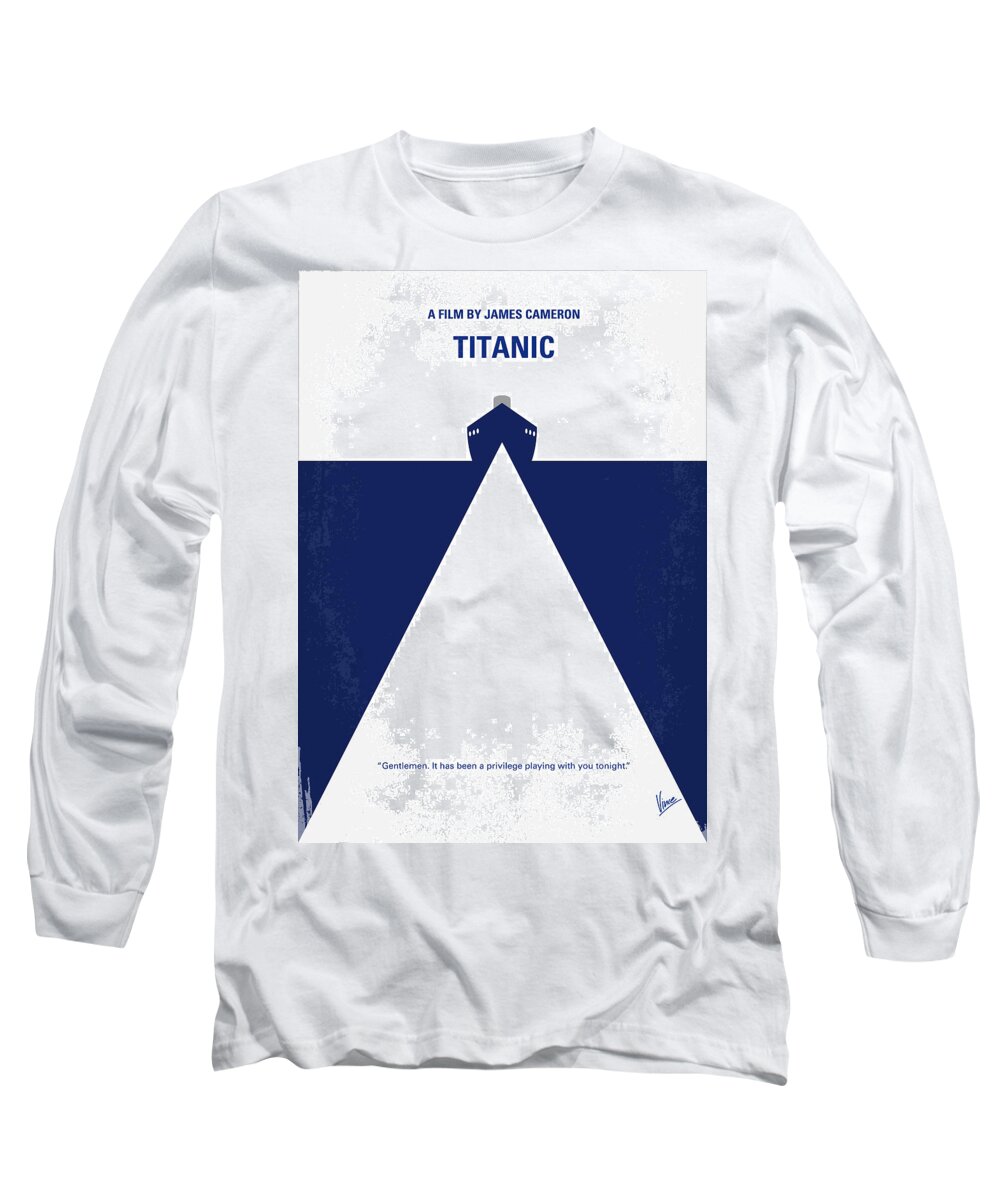 Titanic Long Sleeve T-Shirt featuring the digital art No100 My Titanic minimal movie poster by Chungkong Art