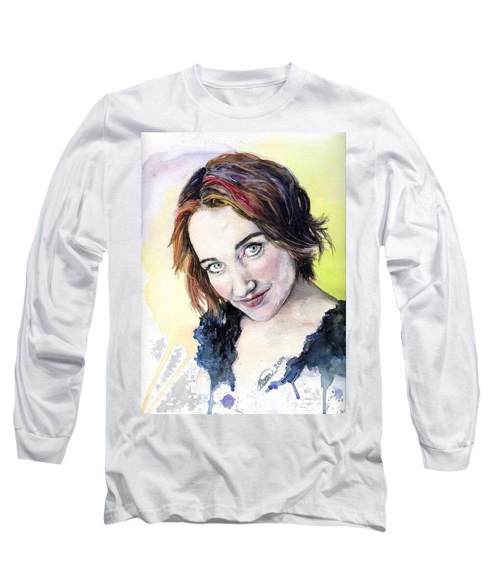 Portrait Long Sleeve T-Shirt featuring the painting Nono by Alban Dizdari