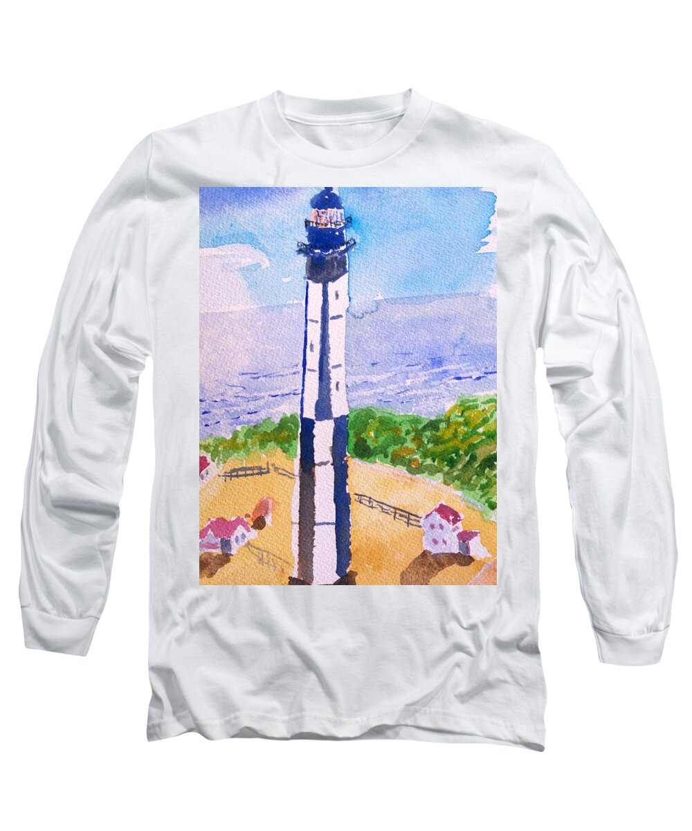 Lighthouse Long Sleeve T-Shirt featuring the painting Ocean Lighthouse by Walt Brodis