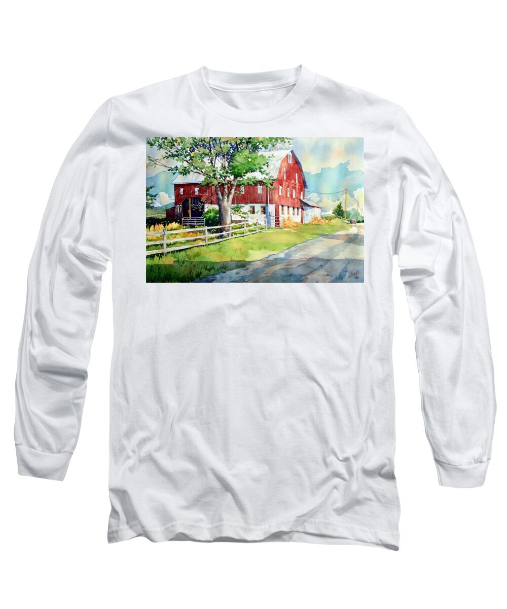Nature Long Sleeve T-Shirt featuring the painting Old Red by Mick Williams