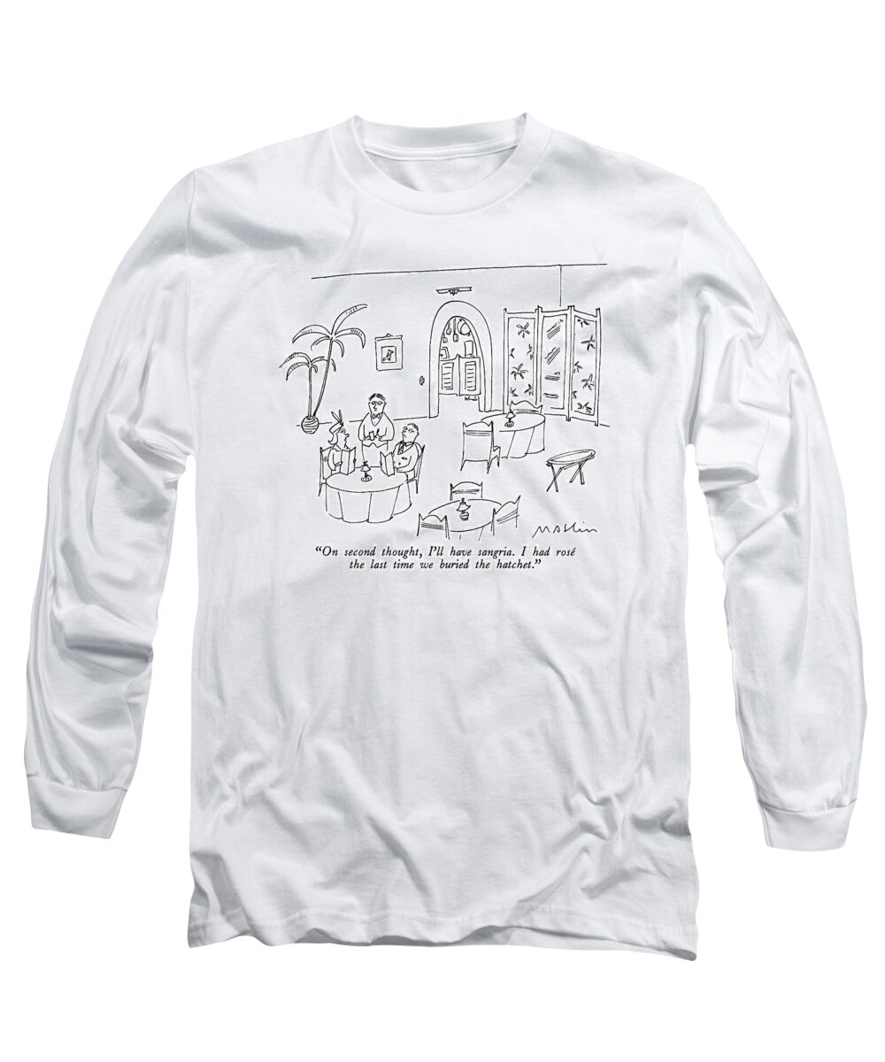 
Dining Long Sleeve T-Shirt featuring the drawing On Second Thought by Michael Maslin