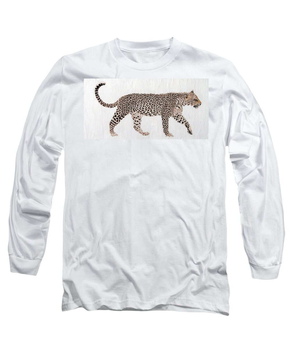 Leopard Long Sleeve T-Shirt featuring the painting On the Prowl by Stephanie Grant