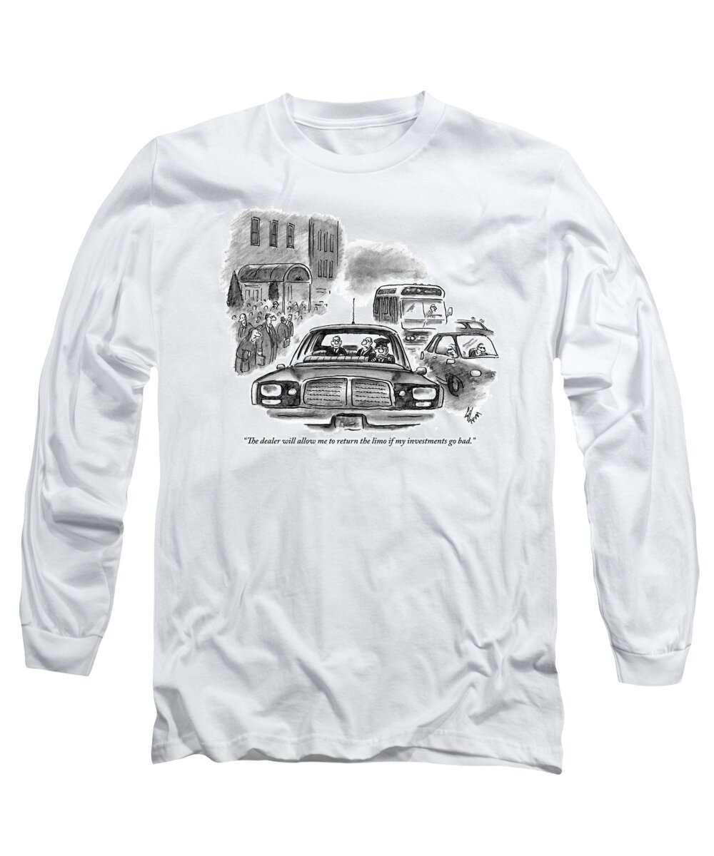 Automobiles Long Sleeve T-Shirt featuring the drawing One Man Speaks To Another In The Back by Frank Cotham