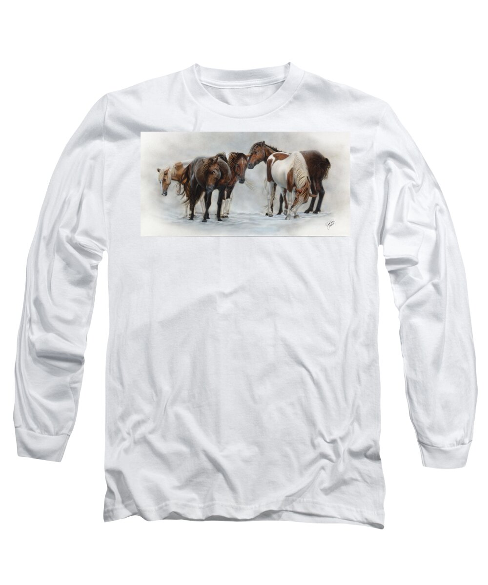 Horse Long Sleeve T-Shirt featuring the painting Only The Strong Survive II by Wayne Pruse