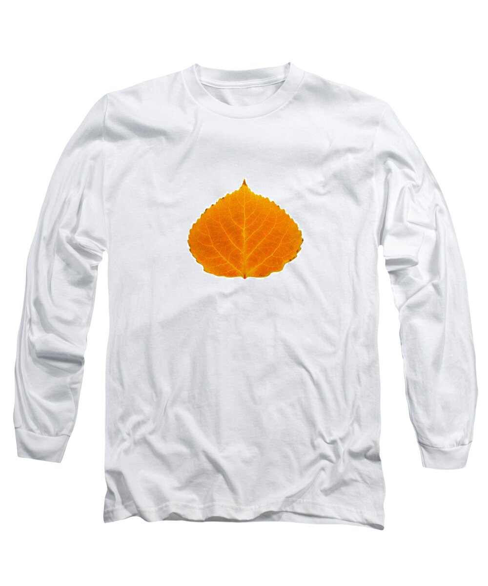 Aspen Leaf Long Sleeve T-Shirt featuring the digital art Orange Aspen Leaf 1 by Agustin Goba