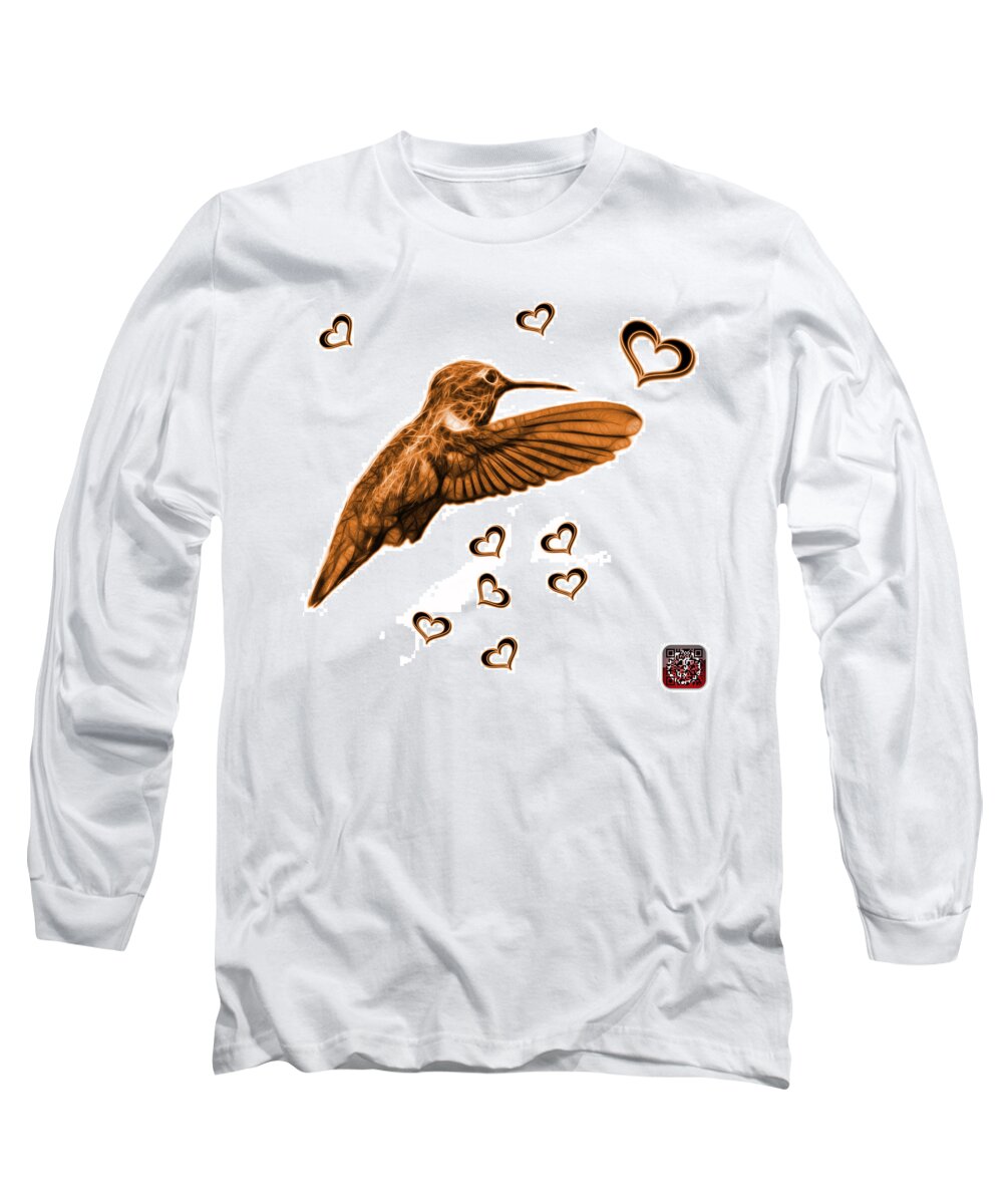Hummingbird Long Sleeve T-Shirt featuring the digital art Orange Hummingbird - 2055 F S M by James Ahn