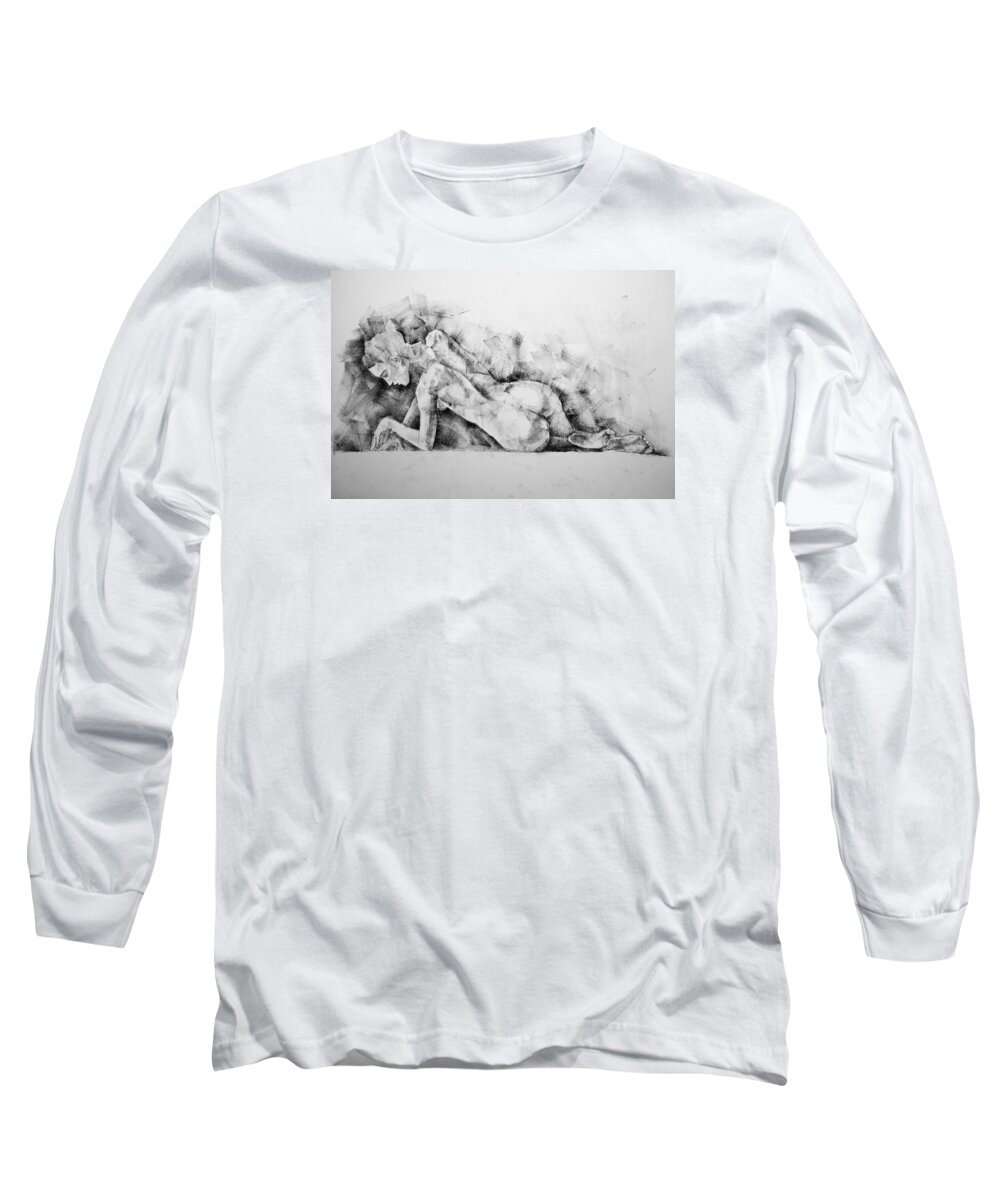 Erotic Long Sleeve T-Shirt featuring the drawing Page 7 by Dimitar Hristov