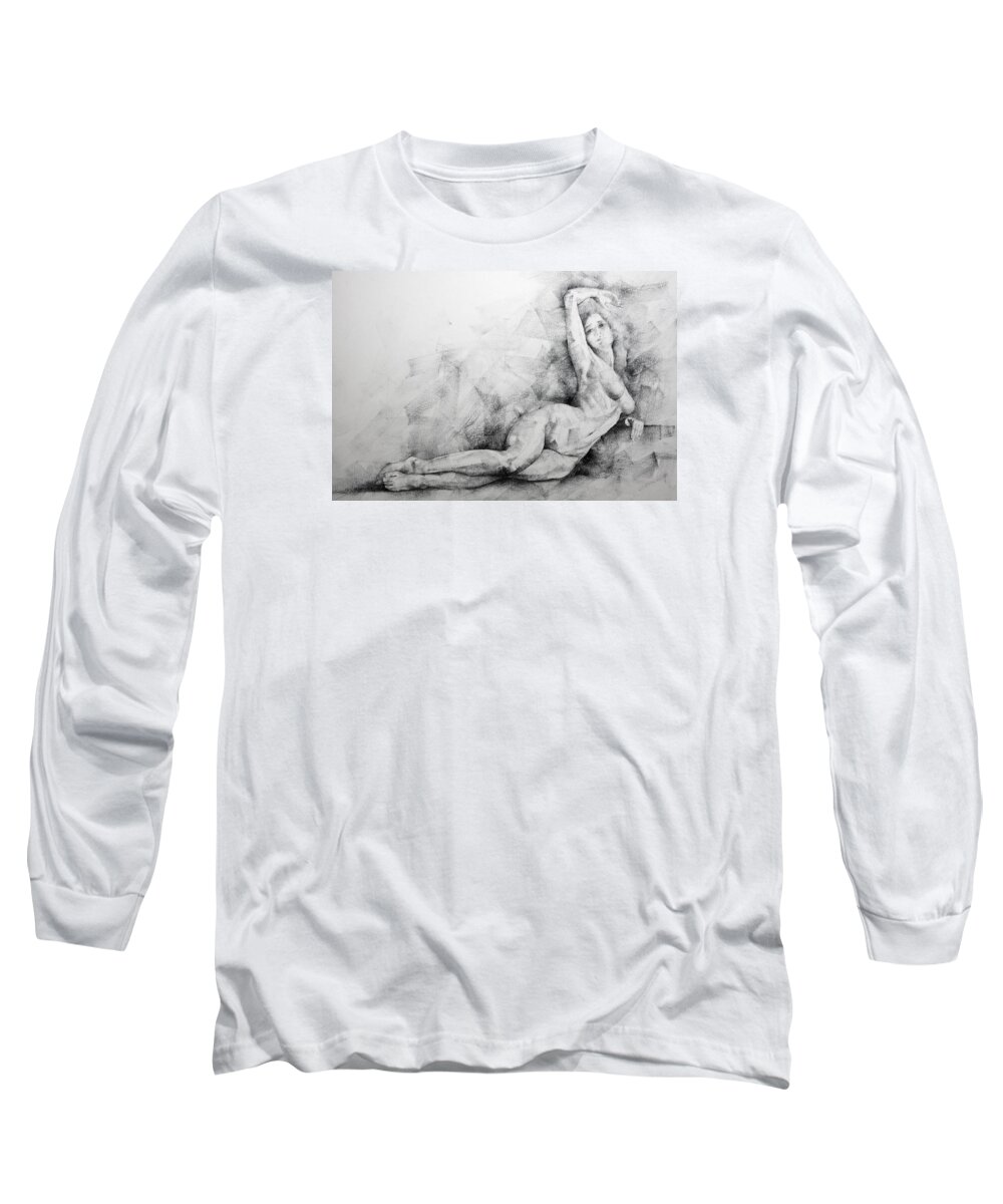 Erotic Long Sleeve T-Shirt featuring the drawing Page 8 by Dimitar Hristov