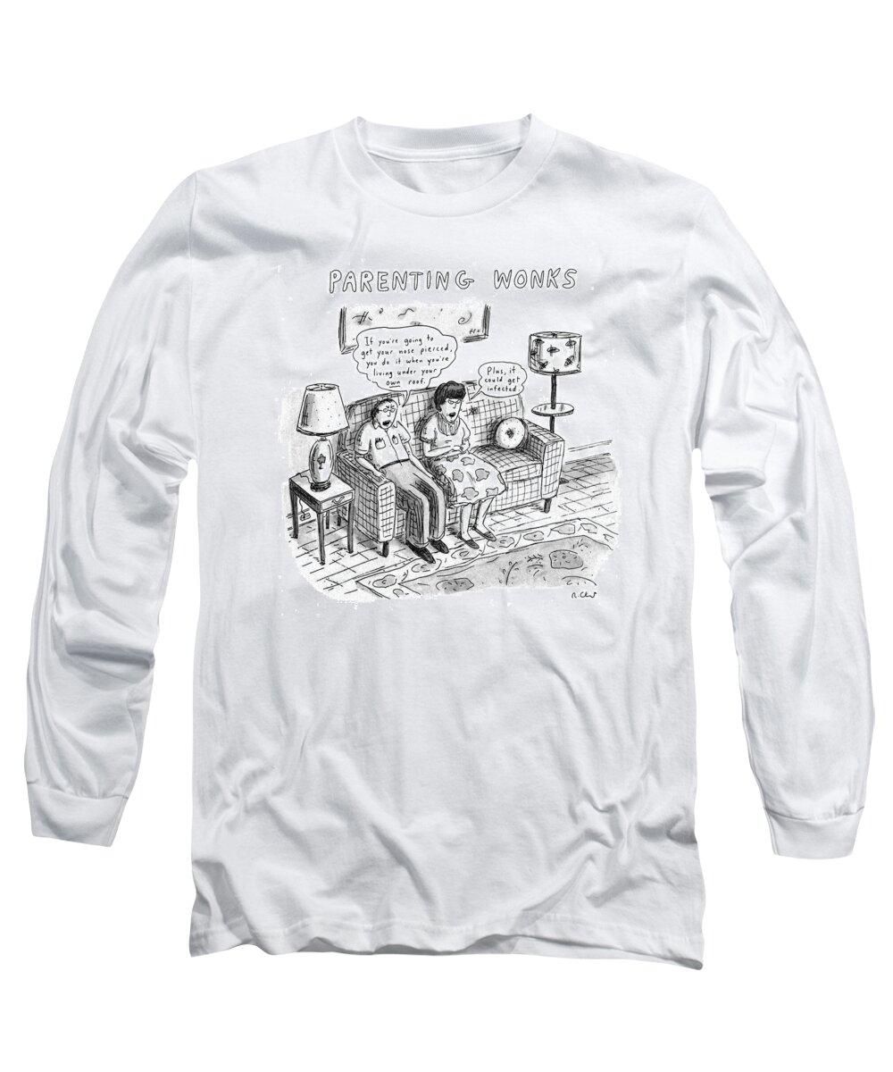 Parenting Wonks
Family Long Sleeve T-Shirt featuring the drawing Parenting Wonks by Roz Chast
