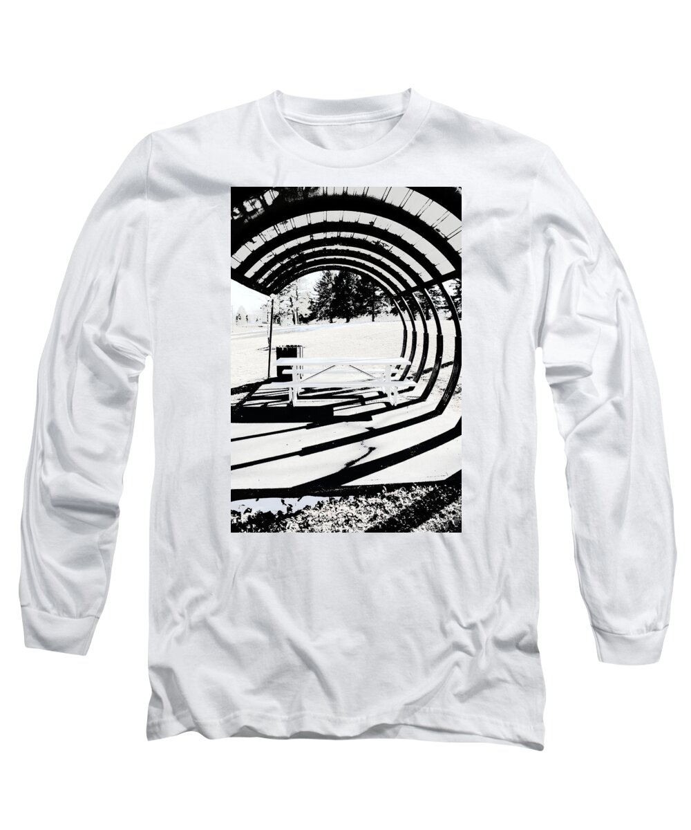 Park Bench Long Sleeve T-Shirt featuring the photograph Picnic Table and Gazebo by Ric Bascobert