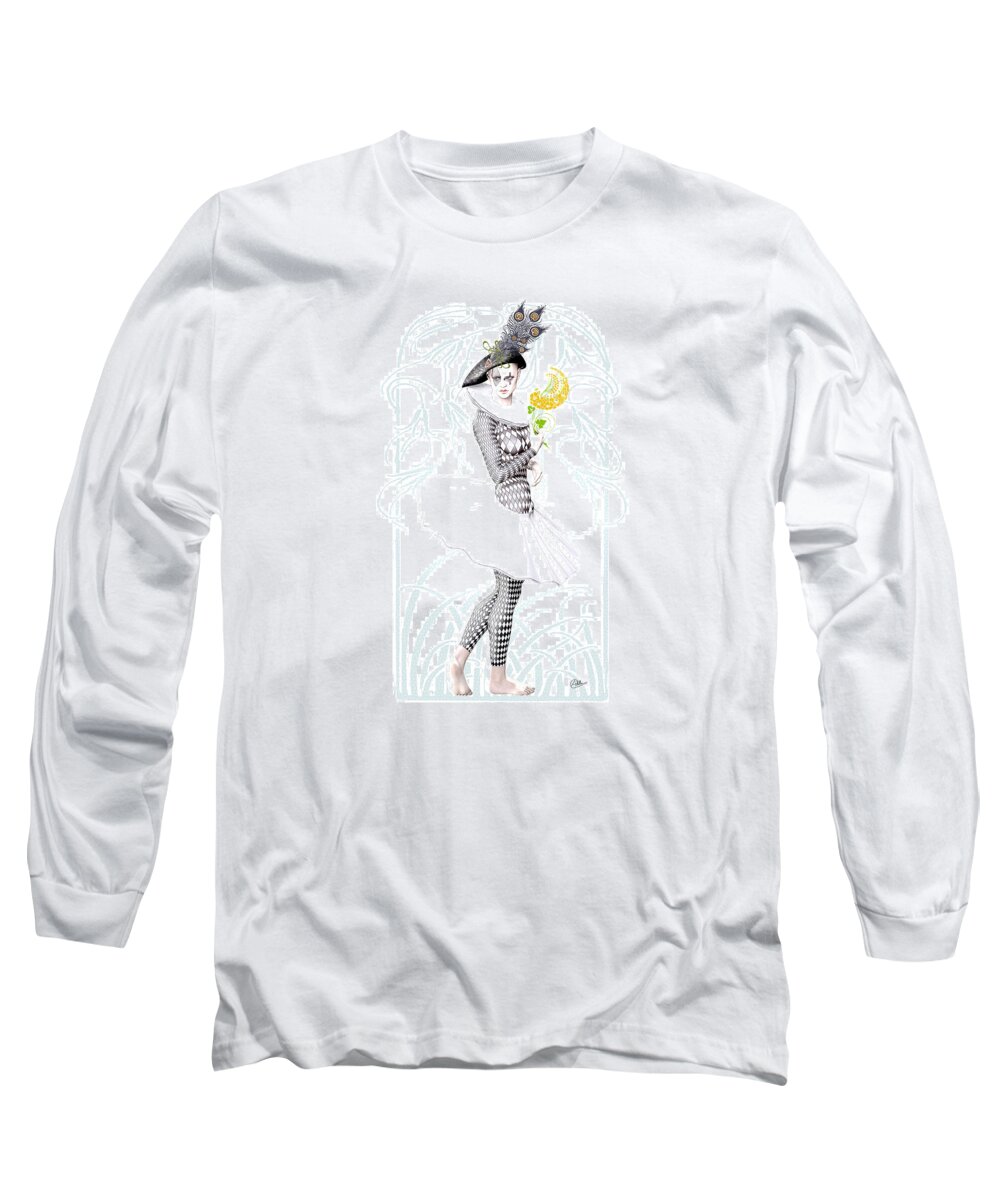 Pierrette Long Sleeve T-Shirt featuring the digital art Pierrette in love by Quim Abella
