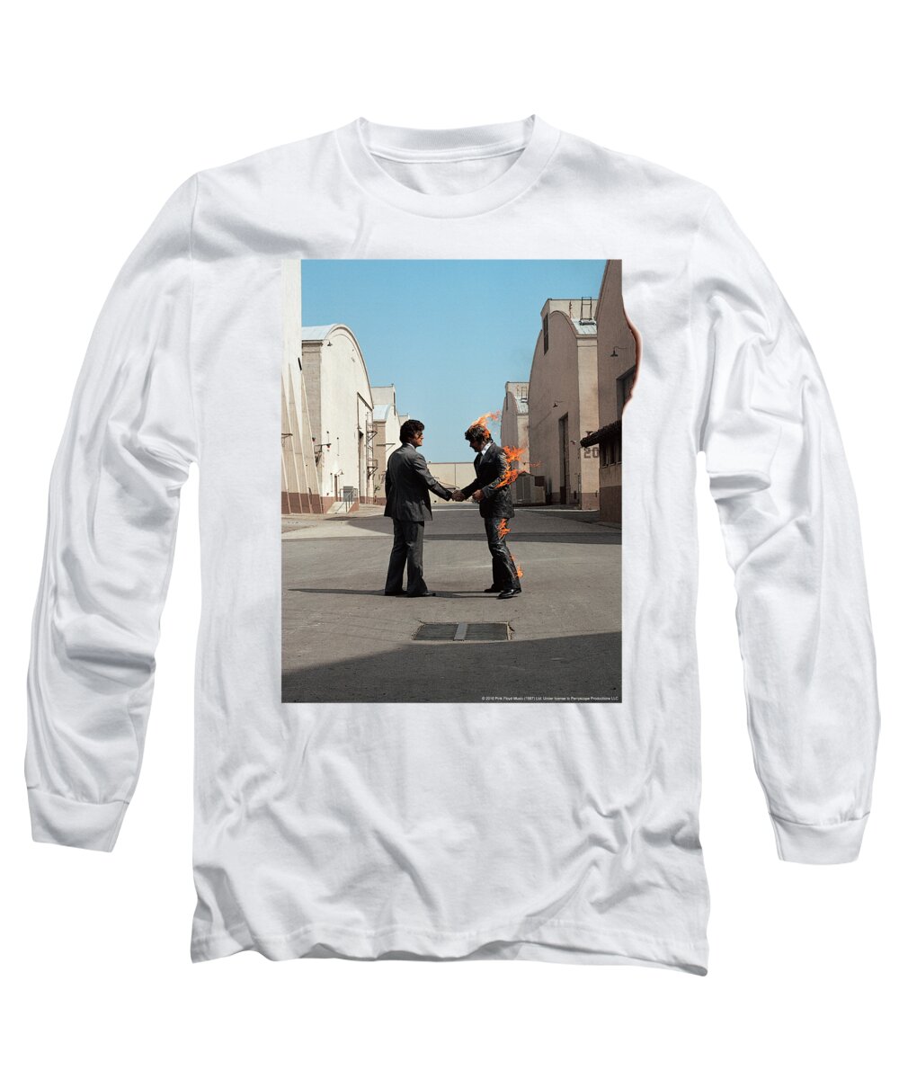 Pink Floyd Long Sleeve T-Shirt featuring the digital art Pink Floyd - Wish You Were Here by Brand A