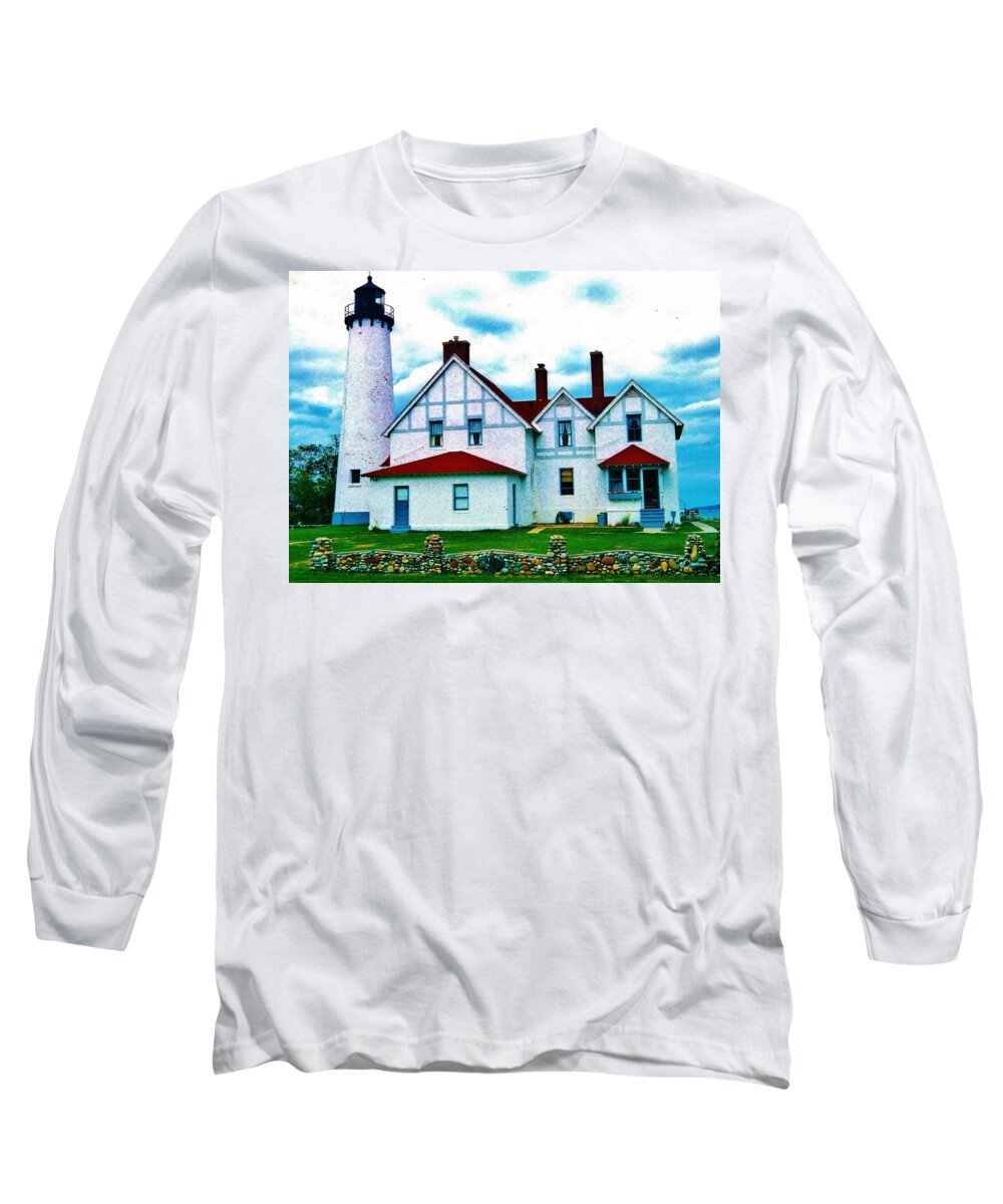 Point Iroquois Lighthouse Long Sleeve T-Shirt featuring the photograph Point Iroquois Lighthouse by Daniel Thompson