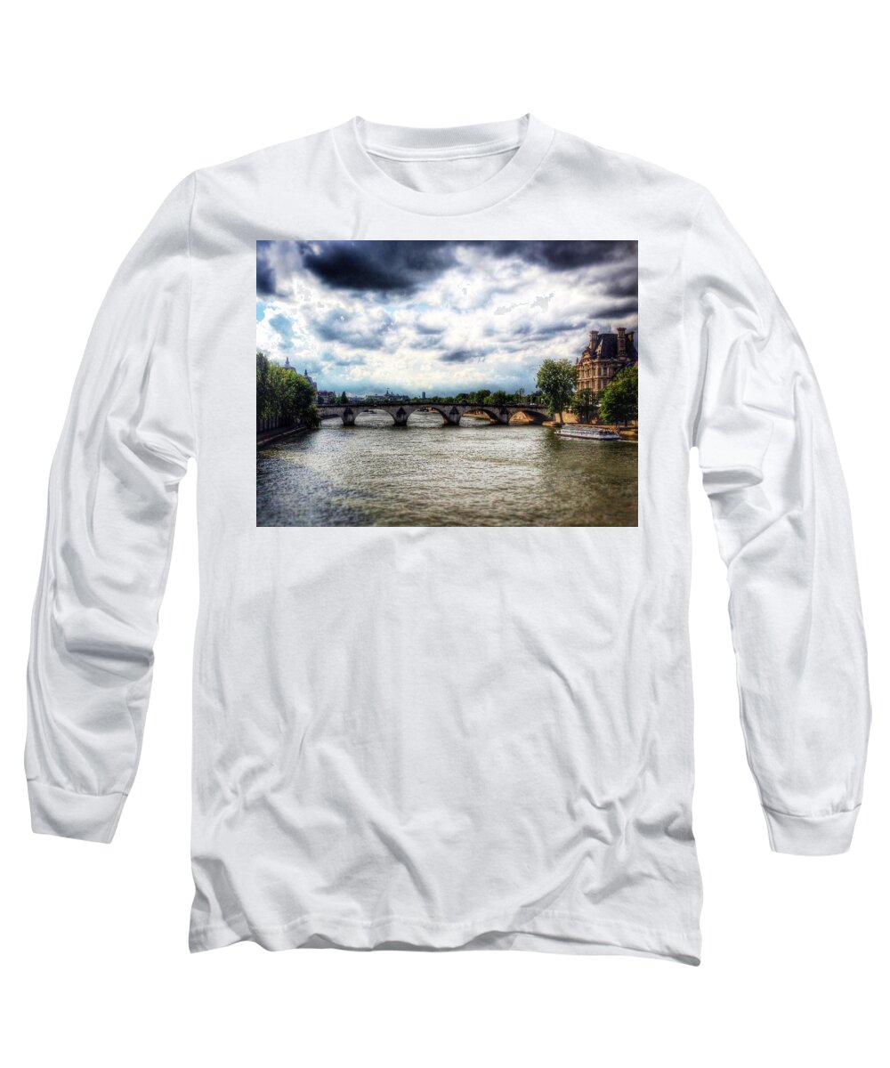 Paris Long Sleeve T-Shirt featuring the photograph Pont des arts by Allan Piper