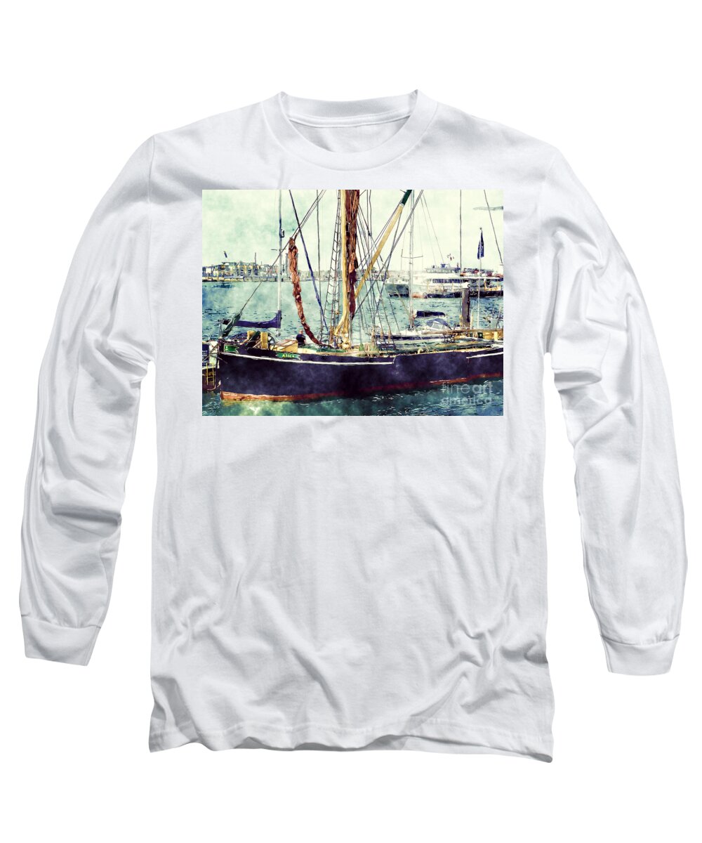 Portsmouth Long Sleeve T-Shirt featuring the photograph Portsmouth Harbour Boats by Claire Bull