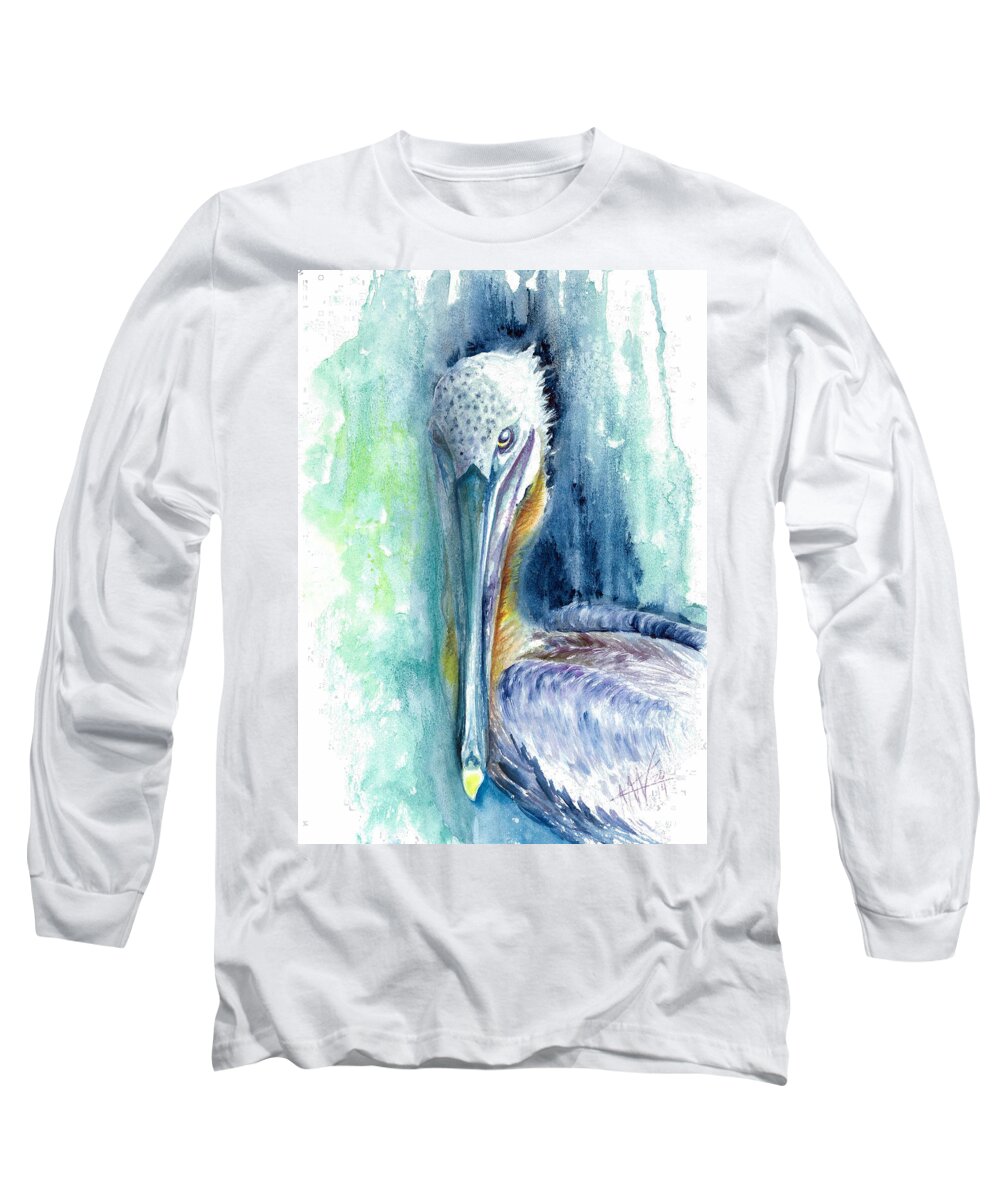 Florida Keys Artwork Long Sleeve T-Shirt featuring the painting Priscilla by Ashley Kujan