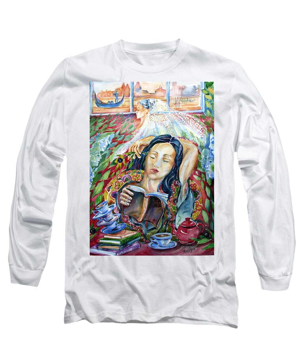 Bride Long Sleeve T-Shirt featuring the painting Reading The Prophet by Kahil Gibran by Trudi Doyle