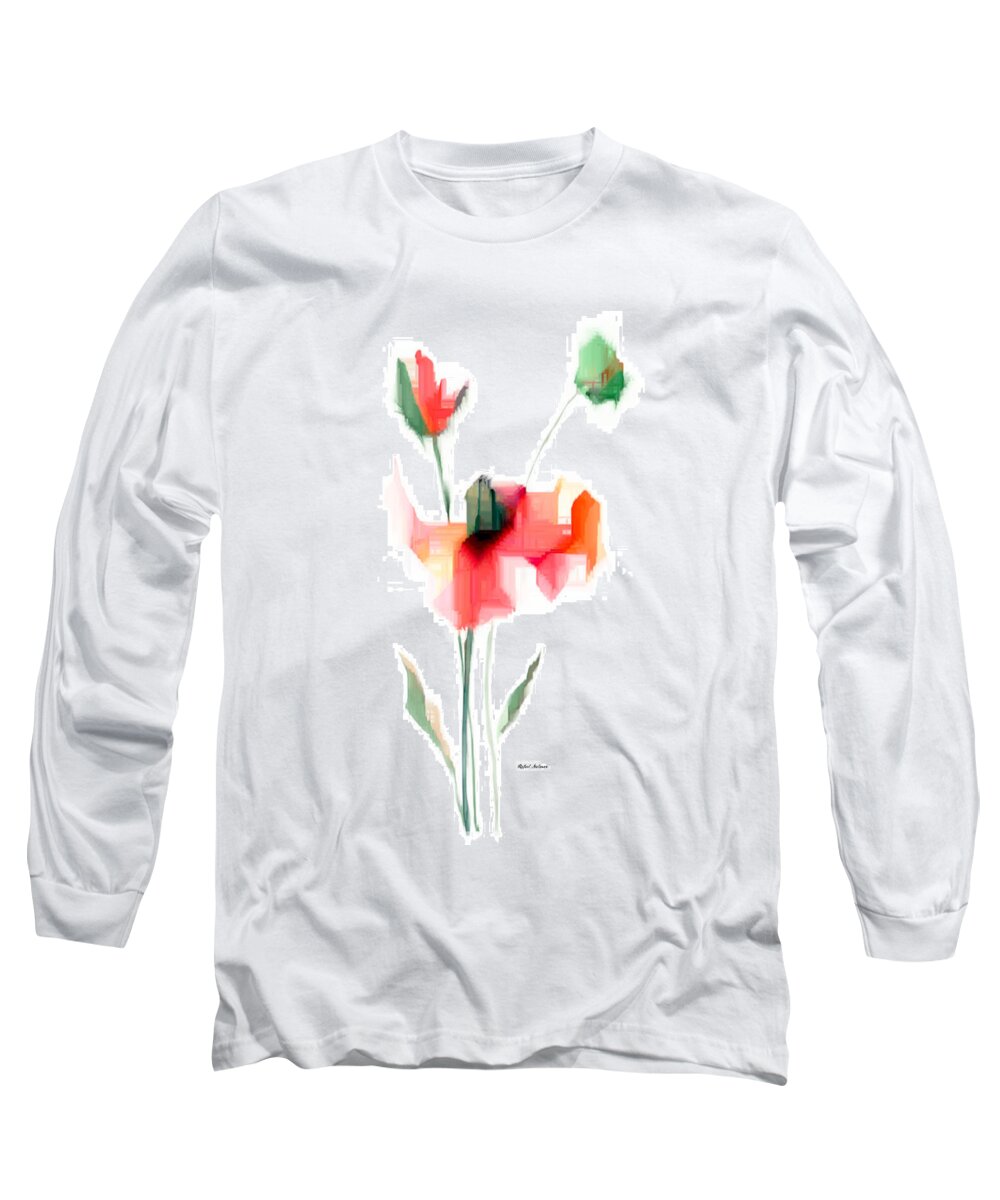Passion Long Sleeve T-Shirt featuring the digital art Red Flowers by Rafael Salazar