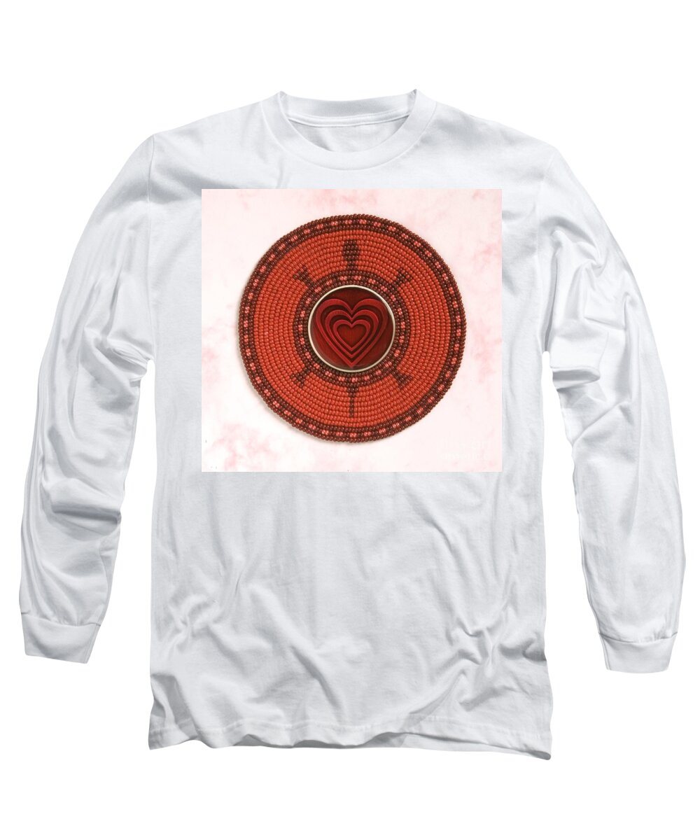Heart Long Sleeve T-Shirt featuring the digital art Red Heart Turtle by Douglas Limon