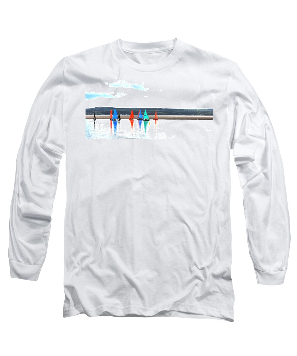 Nautical Long Sleeve T-Shirt featuring the photograph Reflective sailing by Spikey Mouse Photography