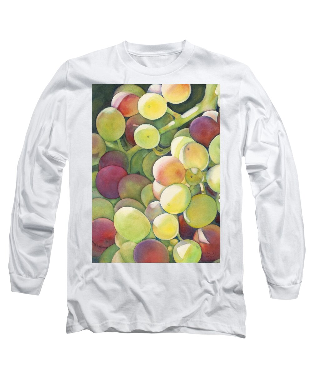 Grapes Long Sleeve T-Shirt featuring the painting Ripening by Sandy Haight