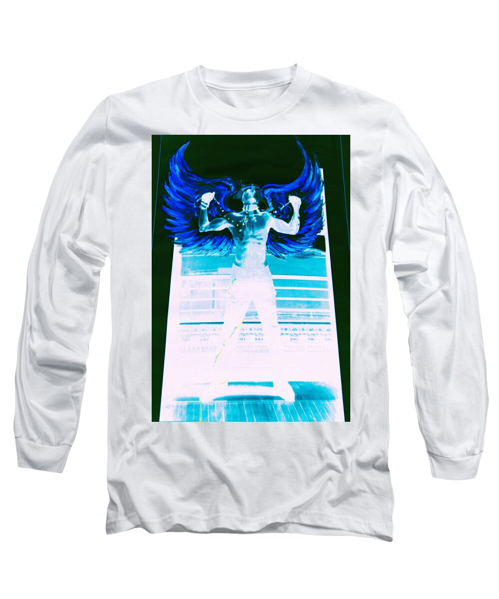 Giorgio Tuscani Long Sleeve T-Shirt featuring the mixed media Rising Angel by Giorgio Tuscani