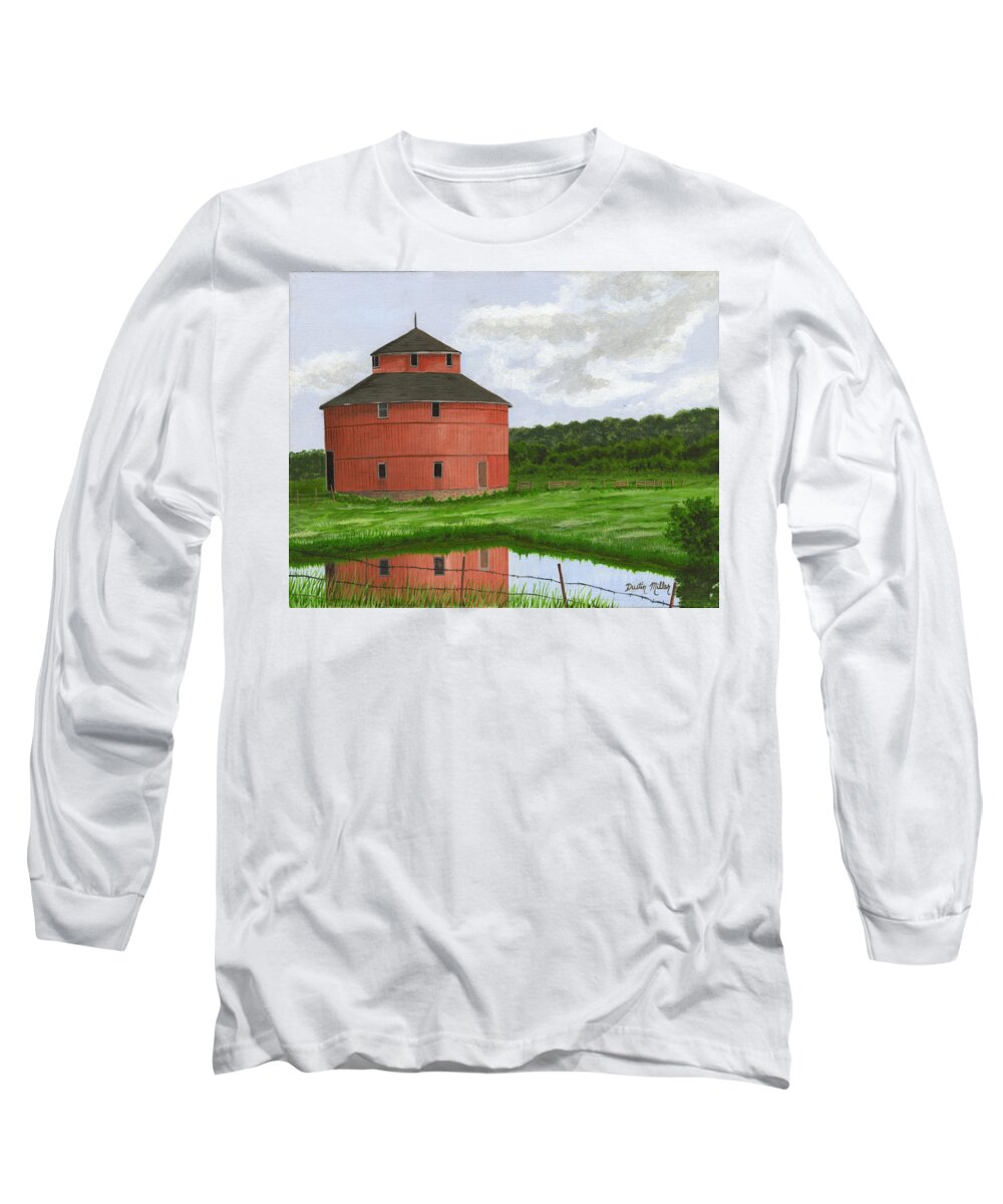 Art Long Sleeve T-Shirt featuring the painting Round Barn by Dustin Miller
