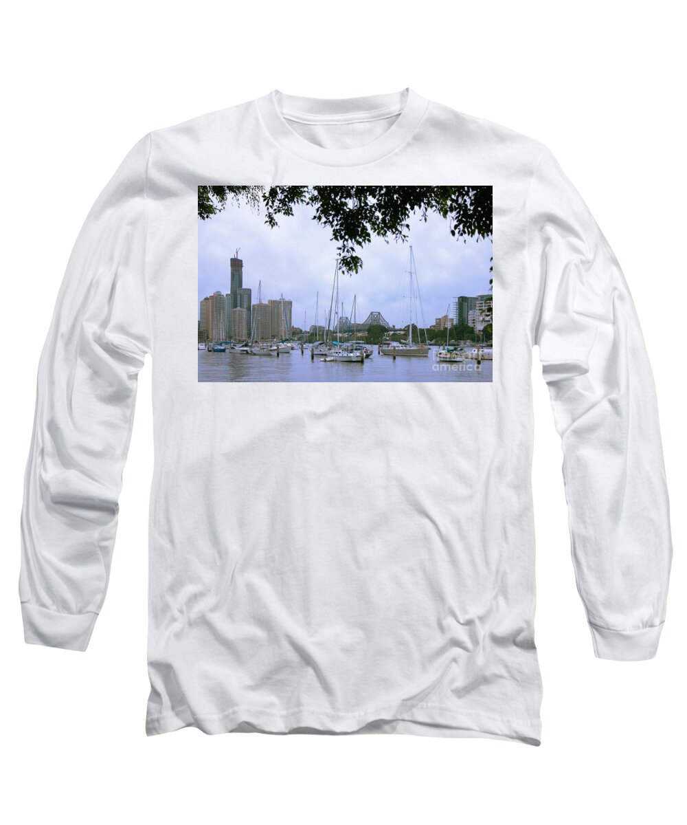 Sailboats Long Sleeve T-Shirt featuring the photograph Sailboats in Brisbane Australia by Jola Martysz