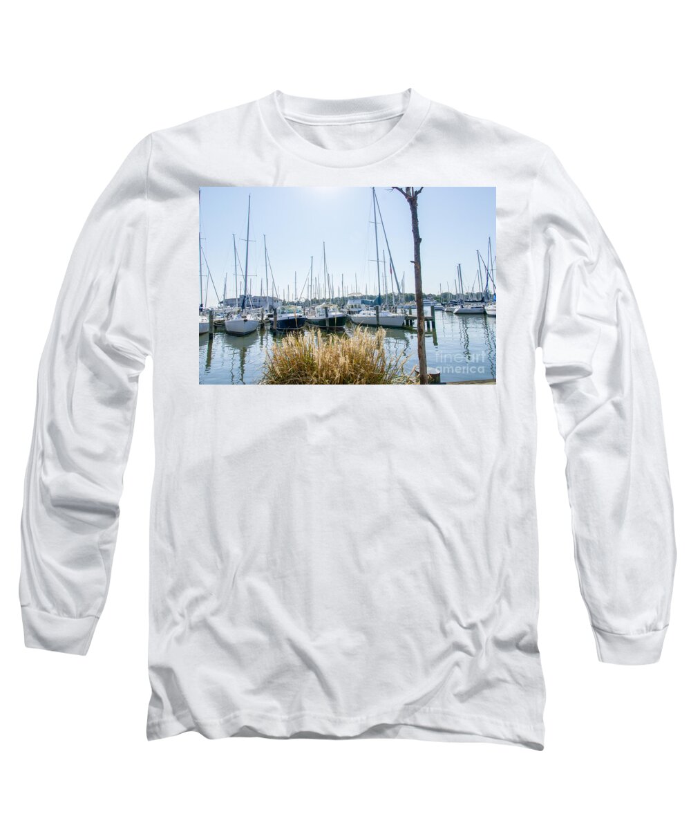 Landscape Long Sleeve T-Shirt featuring the photograph Sailboats on Back Creek by Charles Kraus