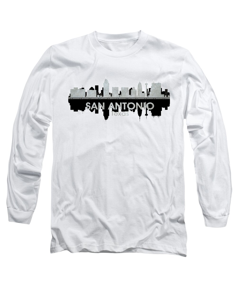 San Antonio Long Sleeve T-Shirt featuring the mixed media San Antonio TX 4 by Angelina Tamez