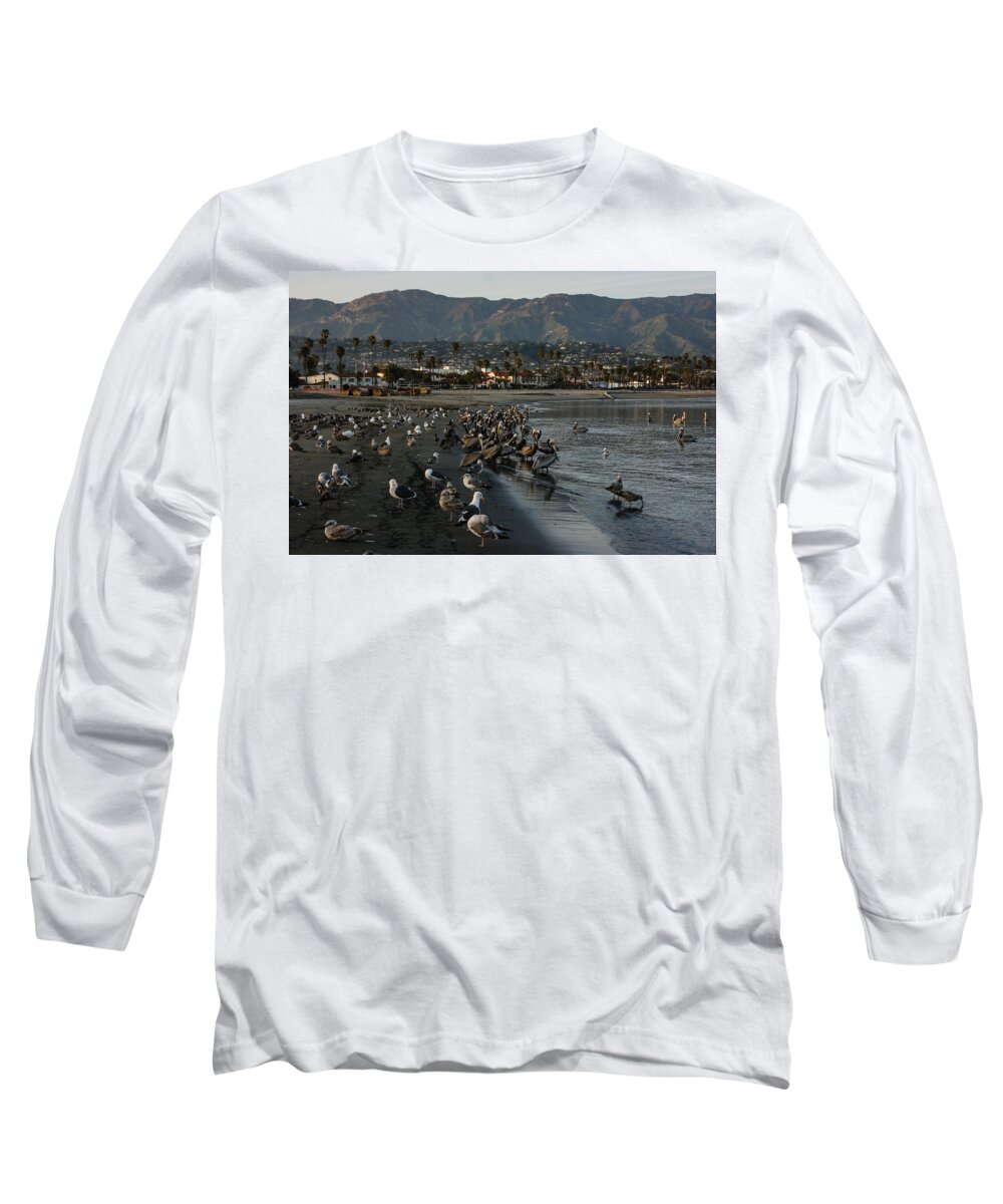 Santa Barbara Long Sleeve T-Shirt featuring the photograph Santa Barbara Beach Crowd by Georgia Mizuleva
