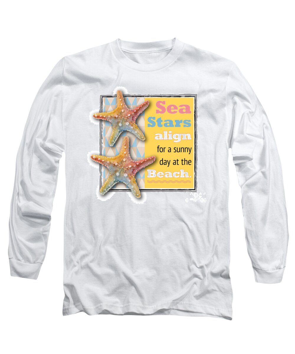 Sea Stars Long Sleeve T-Shirt featuring the painting Sea Stars align for a sunny day at the Beach. by Amy Kirkpatrick