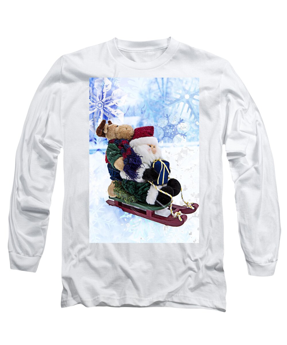 Snow Long Sleeve T-Shirt featuring the photograph Seasonal Sleigh Ride by Bill and Linda Tiepelman