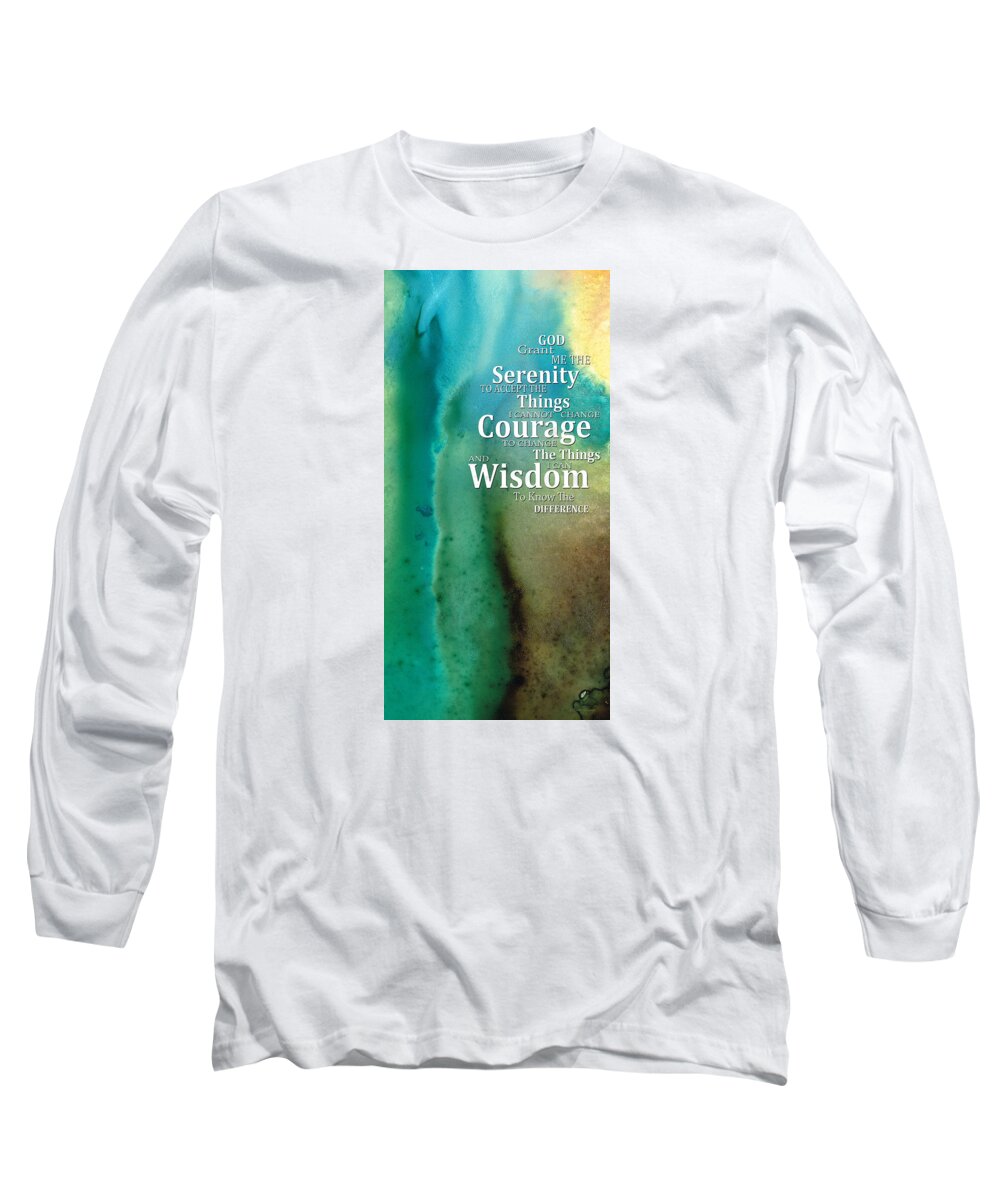 Serenity Prayer Long Sleeve T-Shirt featuring the painting Serenity Prayer 2 - By Sharon Cummings by Sharon Cummings