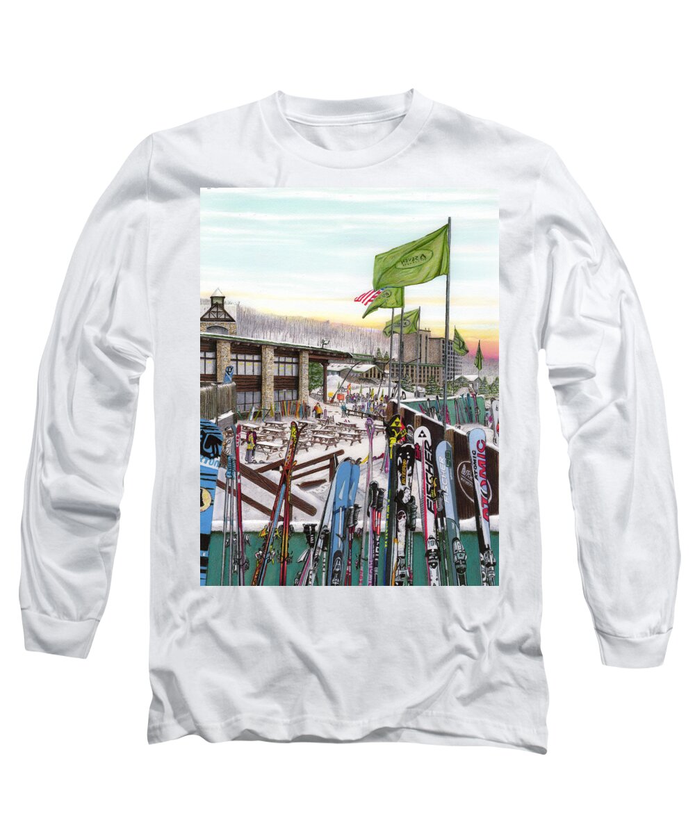 Seven Springs Long Sleeve T-Shirt featuring the painting Seven Springs Mountain Resort by Albert Puskaric