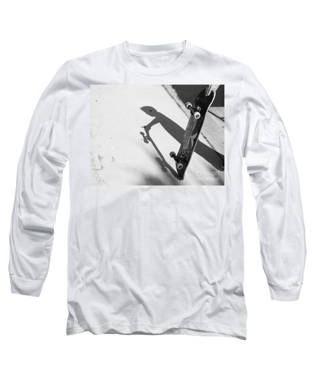 Skate Long Sleeve T-Shirt featuring the photograph Shadow Skateboarder by WaLdEmAr BoRrErO