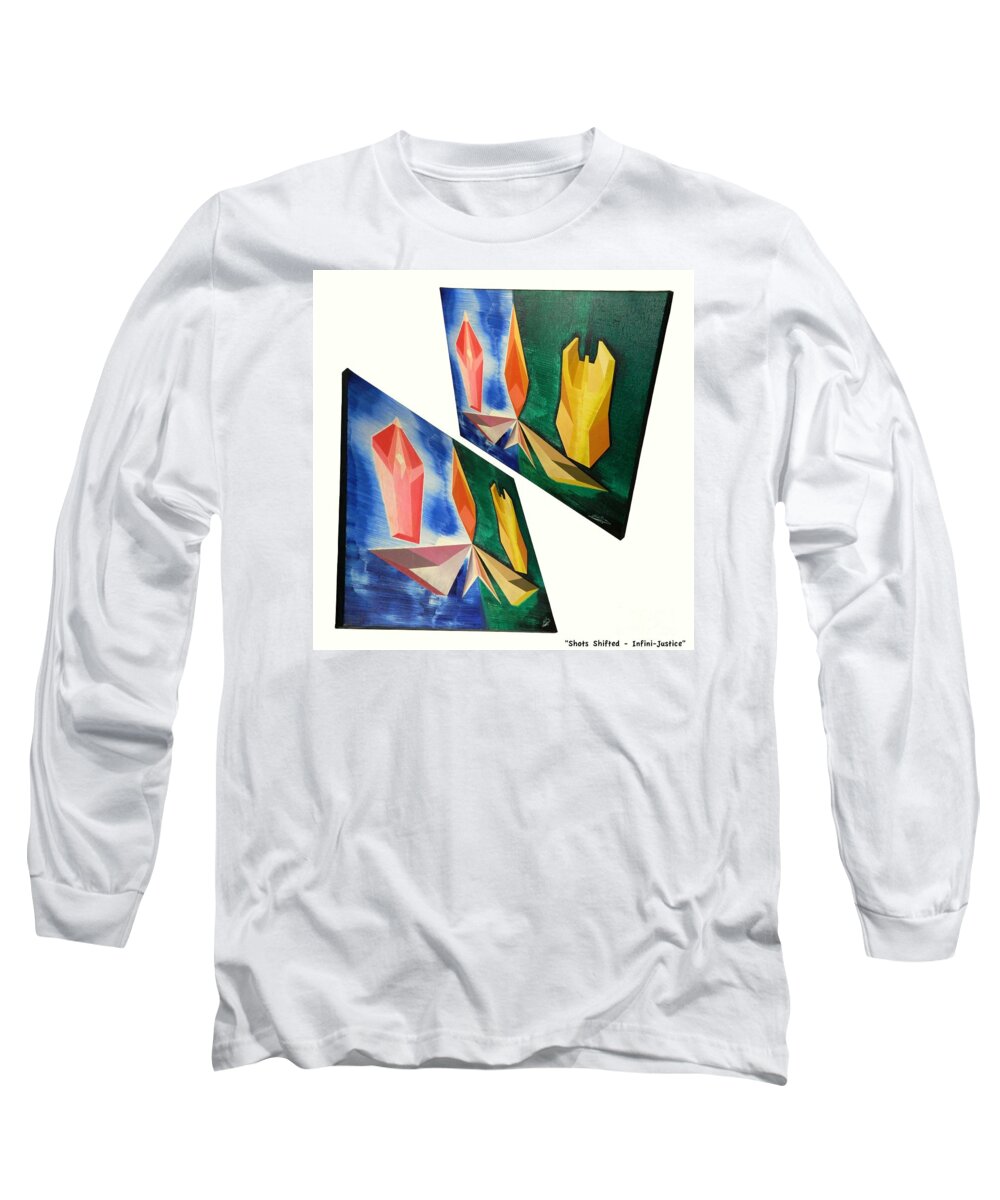Spirituality Long Sleeve T-Shirt featuring the painting Shots Shifted - Infini-justice 2 by Michael Bellon