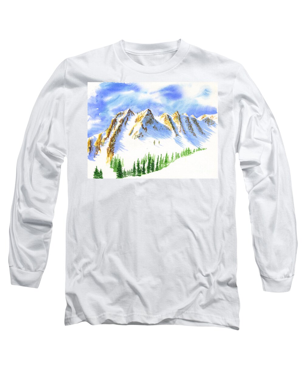 Mountains Long Sleeve T-Shirt featuring the painting Sisters Two by Walt Brodis