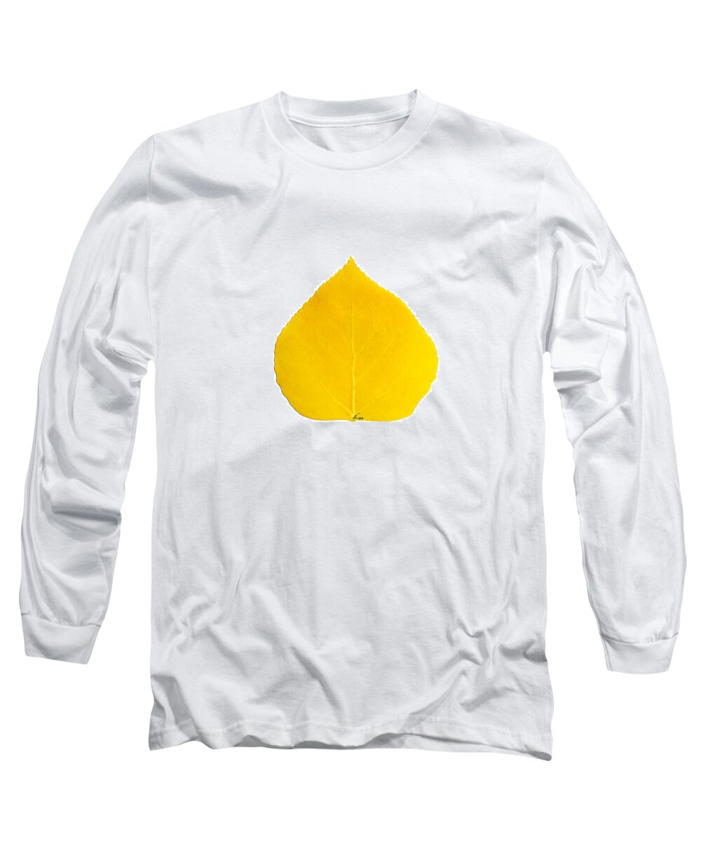 Aspen Leaf Long Sleeve T-Shirt featuring the digital art Small Yellow Aspen Leaf 1 - Print Version by Agustin Goba