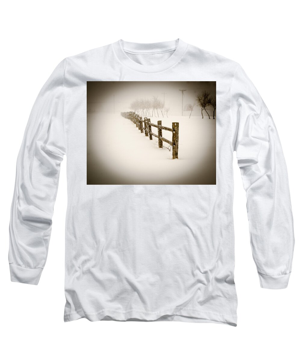Dakota Long Sleeve T-Shirt featuring the photograph Snowfall in the Dakota Wind by Greni Graph