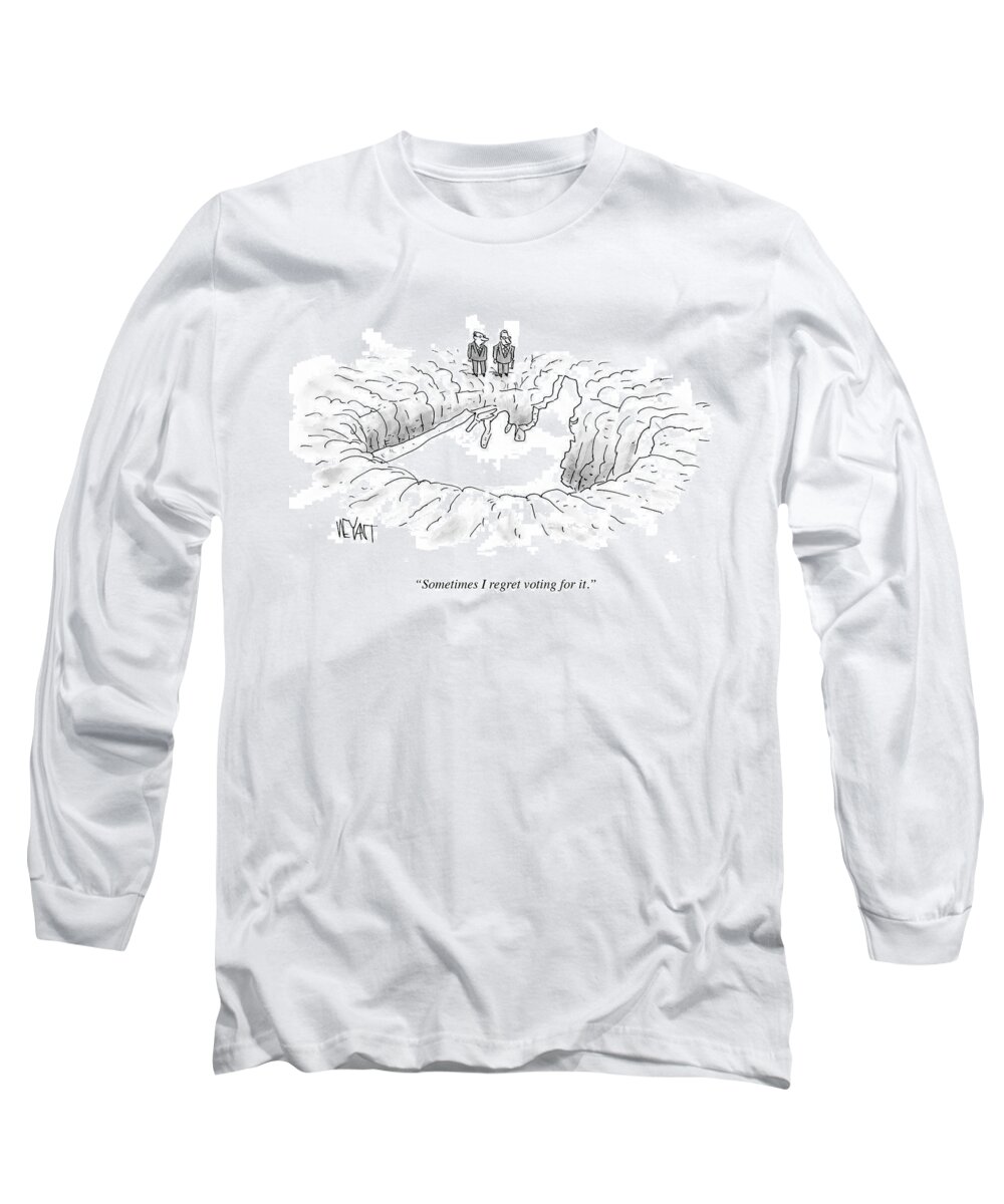 Cartoon Long Sleeve T-Shirt featuring the drawing Sometimes I Regret Voting by Christopher Weyant