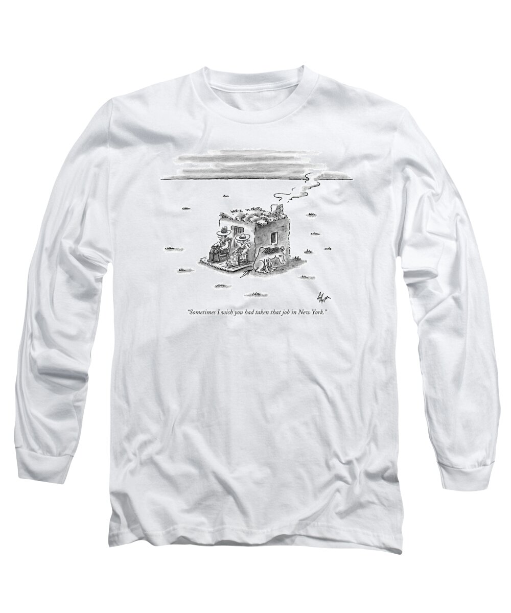 Unemployment Relationships Problems
 Regional
(couple Sitting Outside A Small Long Sleeve T-Shirt featuring the drawing Sometimes I Wish You Had Taken That Job In New by Frank Cotham