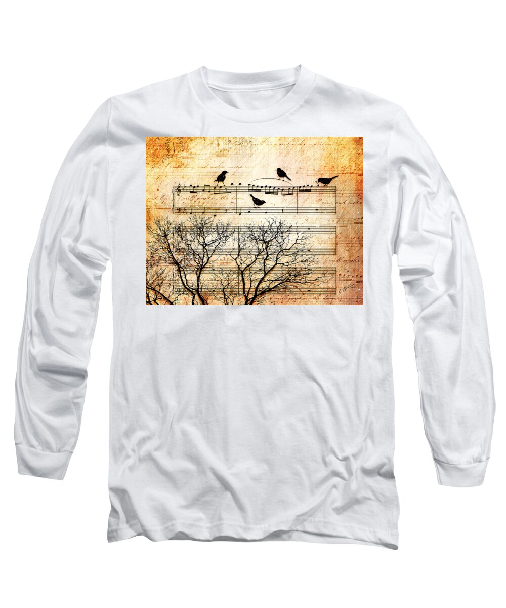 Music Art Long Sleeve T-Shirt featuring the digital art Songbirds by Gary Bodnar
