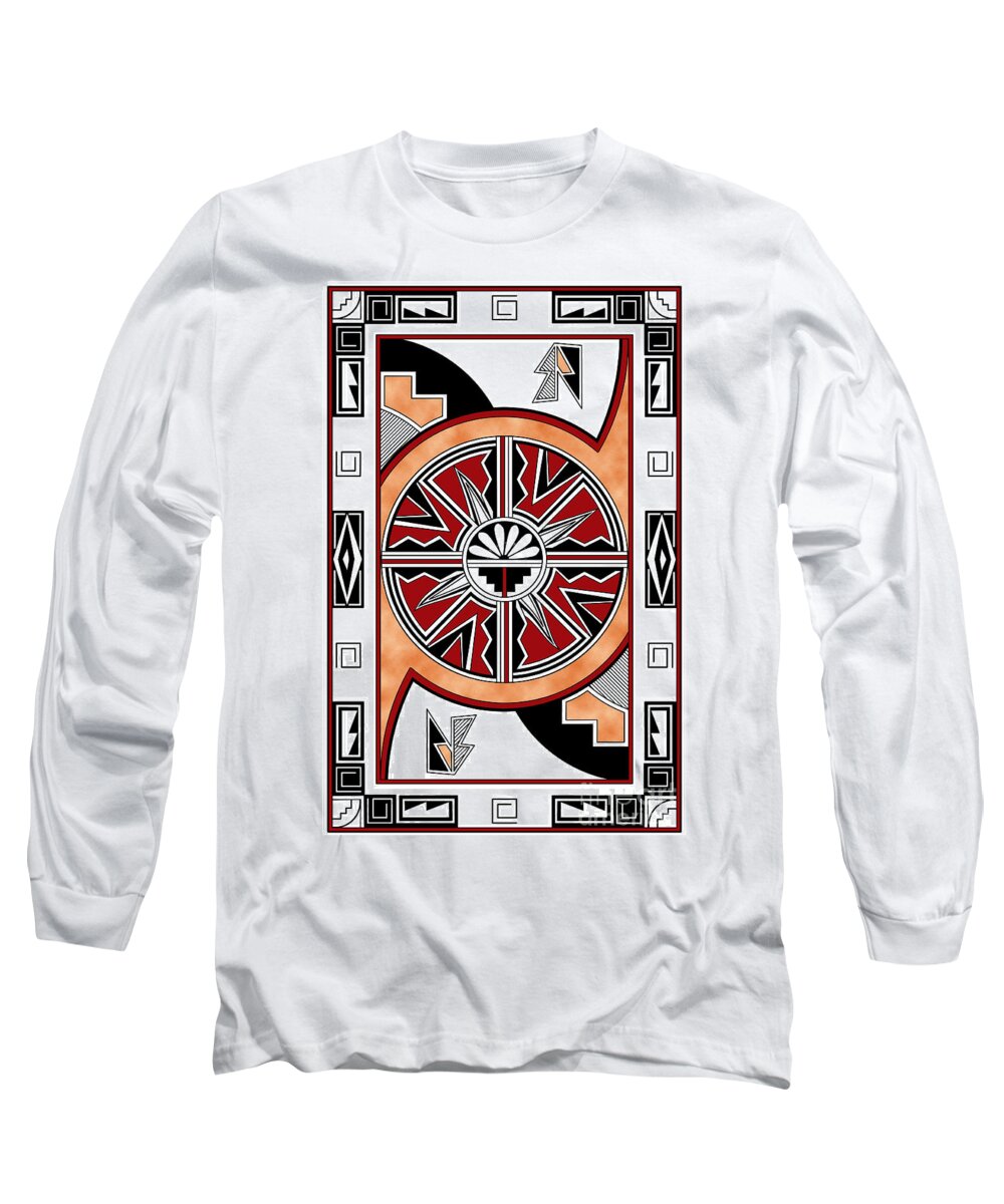  Southwest Long Sleeve T-Shirt featuring the digital art Southwest Collection - Design Six in Red by Tim Hightower