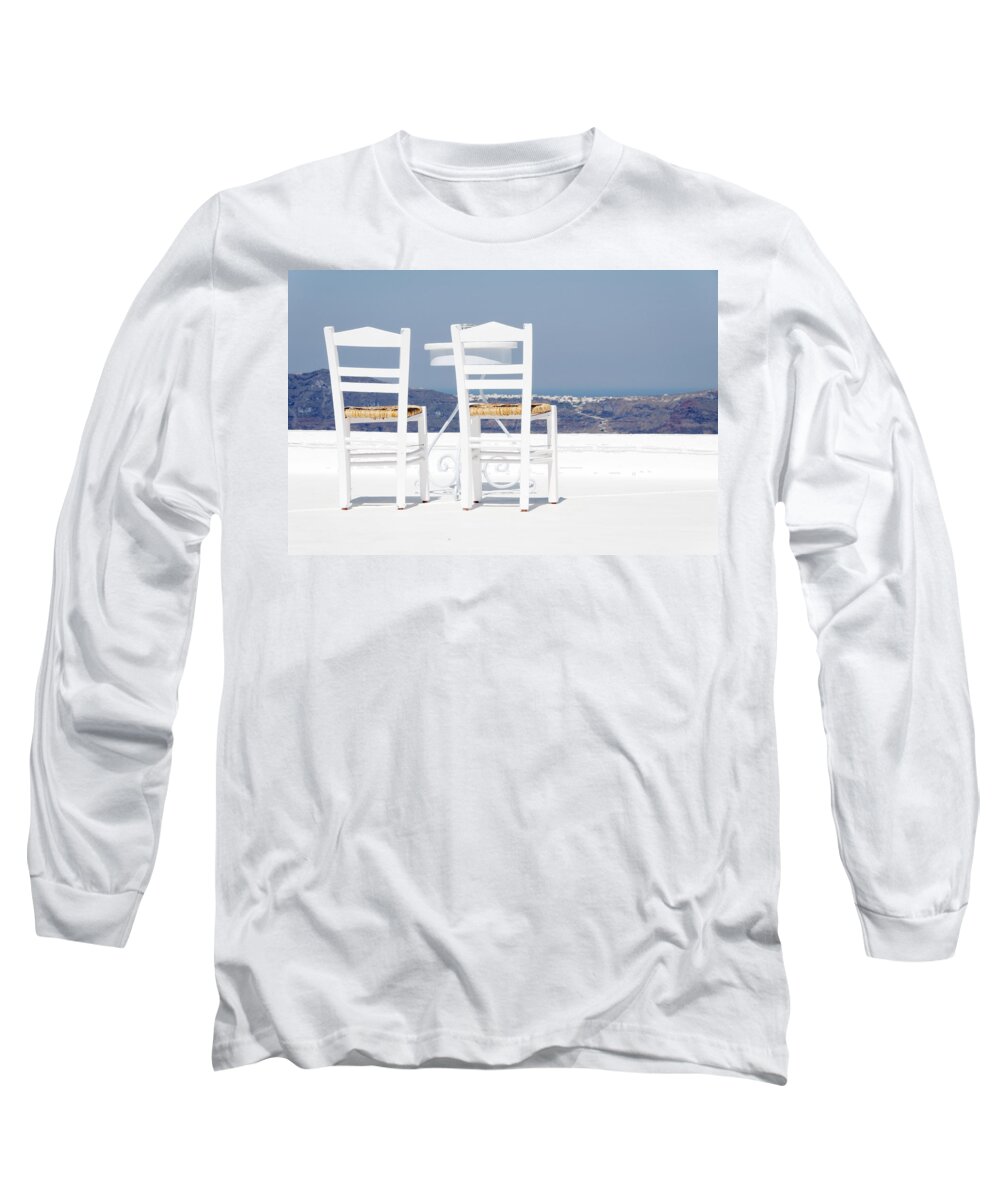 Santorini Long Sleeve T-Shirt featuring the photograph Space for Two by Darin Volpe