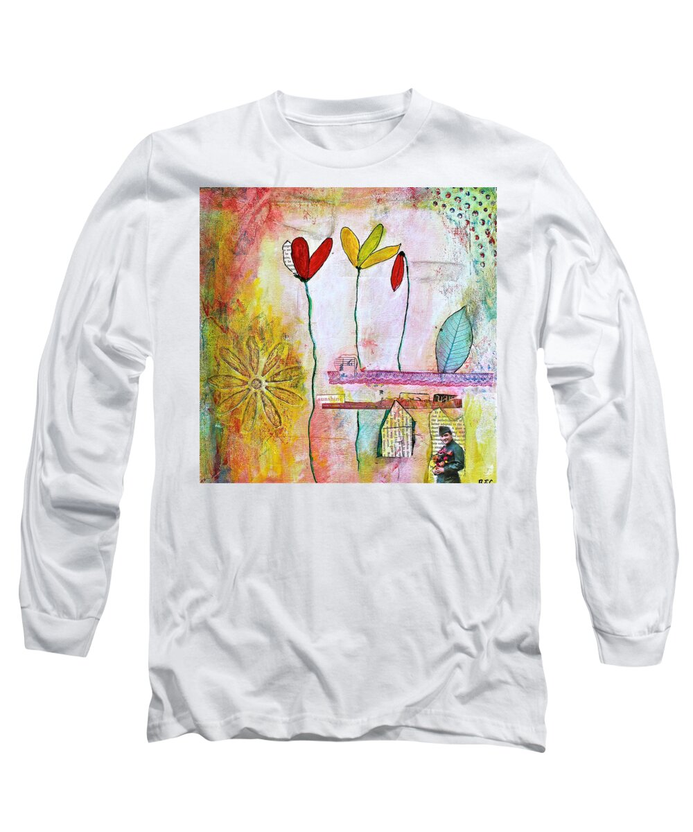 Texture Long Sleeve T-Shirt featuring the mixed media Spring In His Home Town by Bellesouth Studio