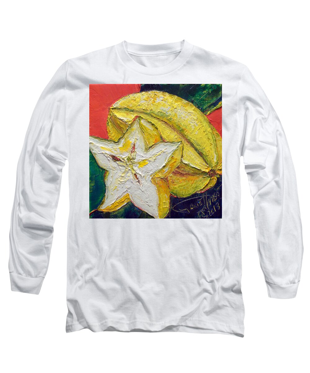 Star Long Sleeve T-Shirt featuring the painting Star Fruit Still Life by Paris Wyatt Llanso