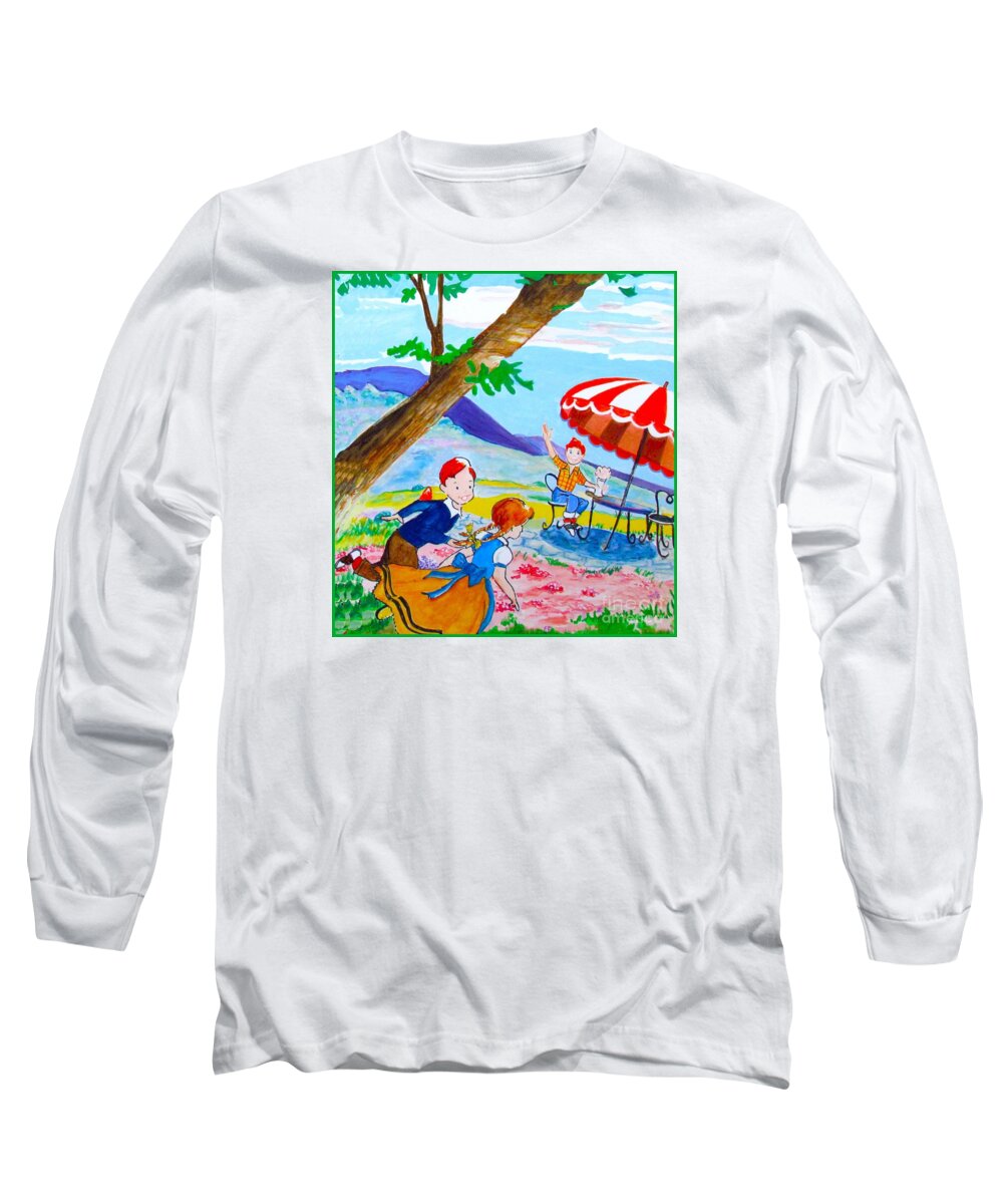 Gouache Long Sleeve T-Shirt featuring the painting Sugarland Vintage by Beth Saffer