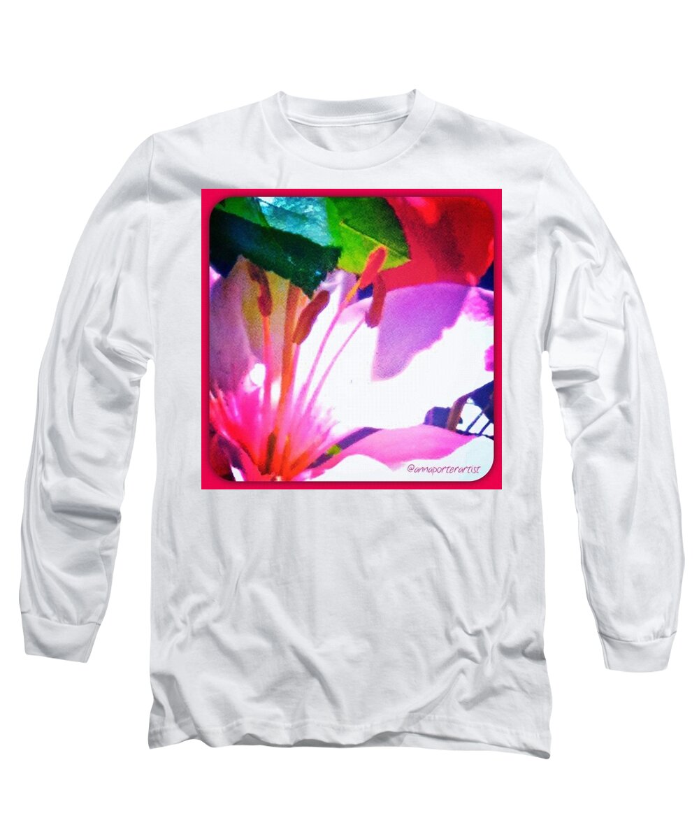 Flowersofinstagram Long Sleeve T-Shirt featuring the photograph Sunlight Patterns On A Lily #floral by Anna Porter